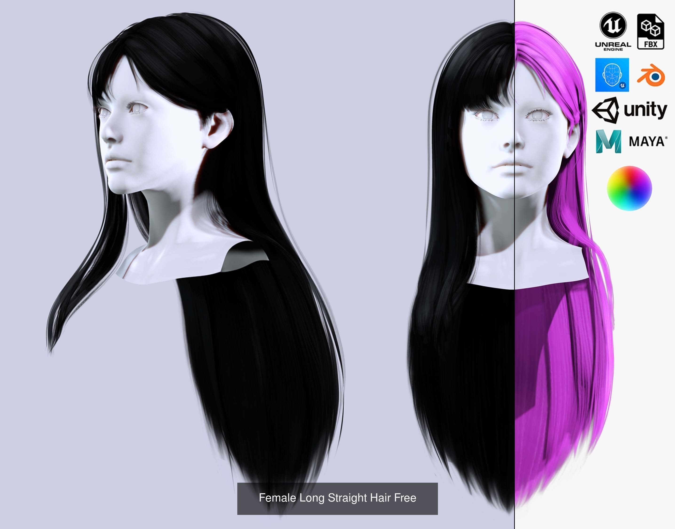 Ultimate hair pack for game and render 3D Model Collection_78