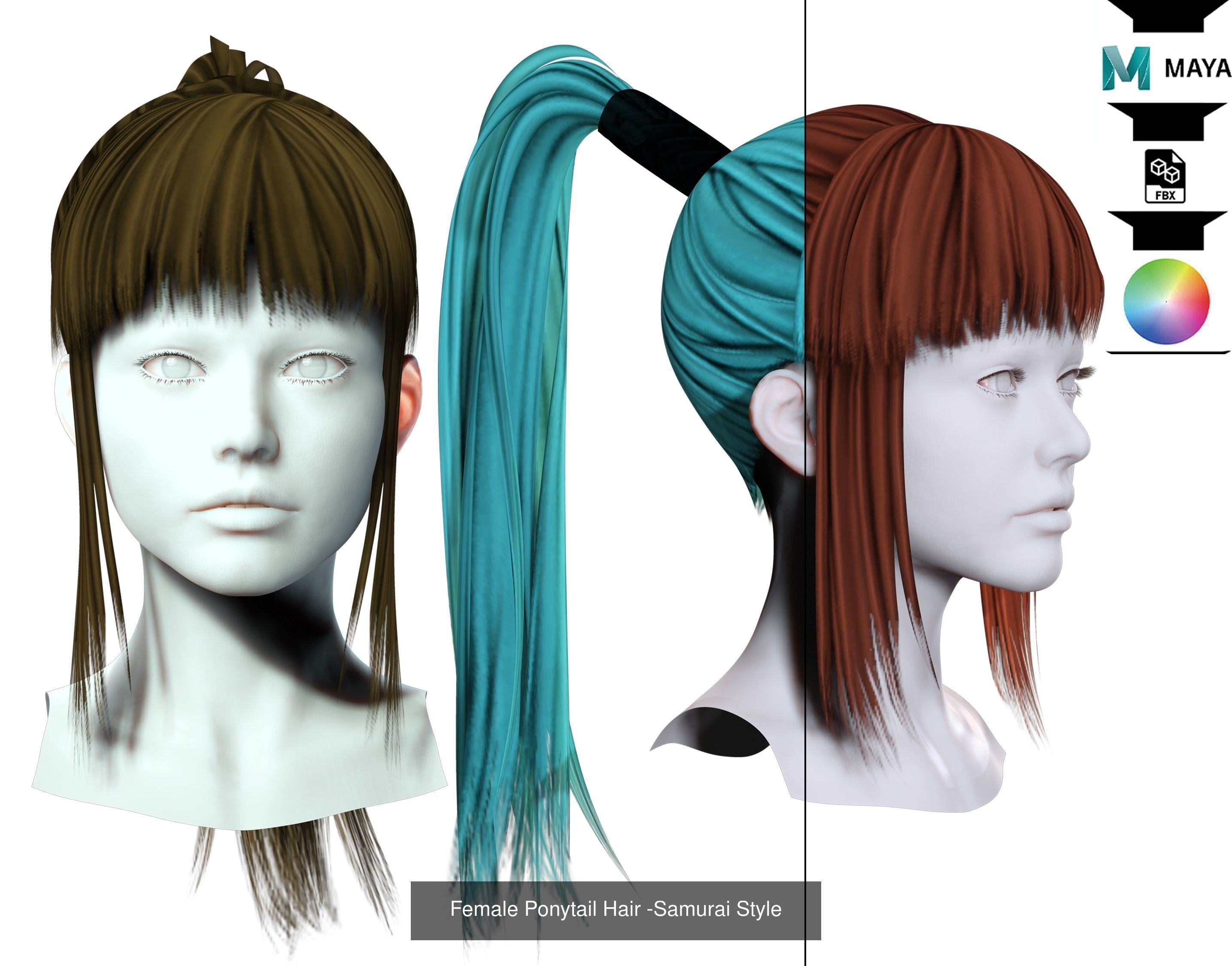 Ultimate hair pack for game and render 3D Model Collection_99
