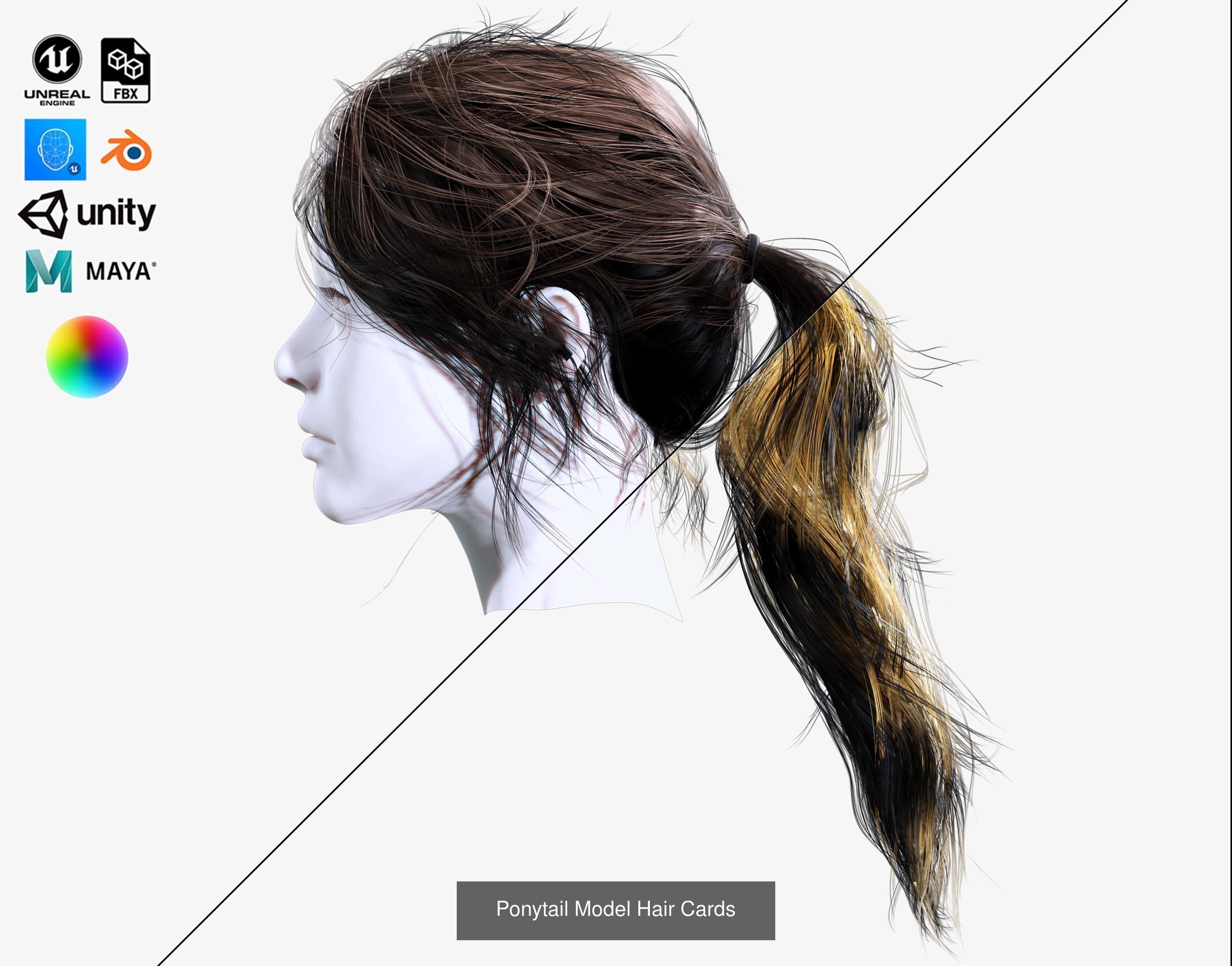 Ultimate hair pack for game and render 3D Model Collection_71