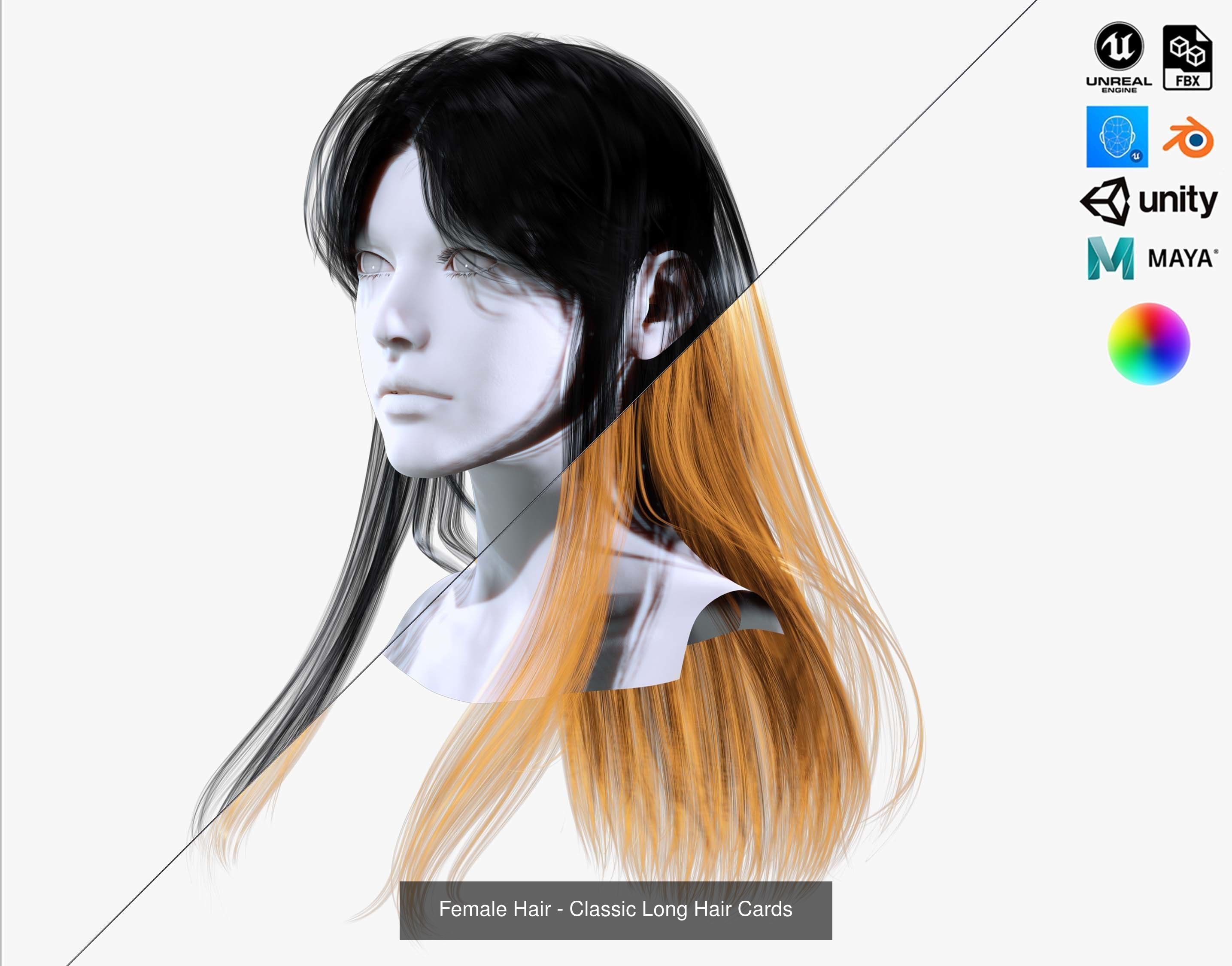 Ultimate hair pack for game and render 3D Model Collection_76