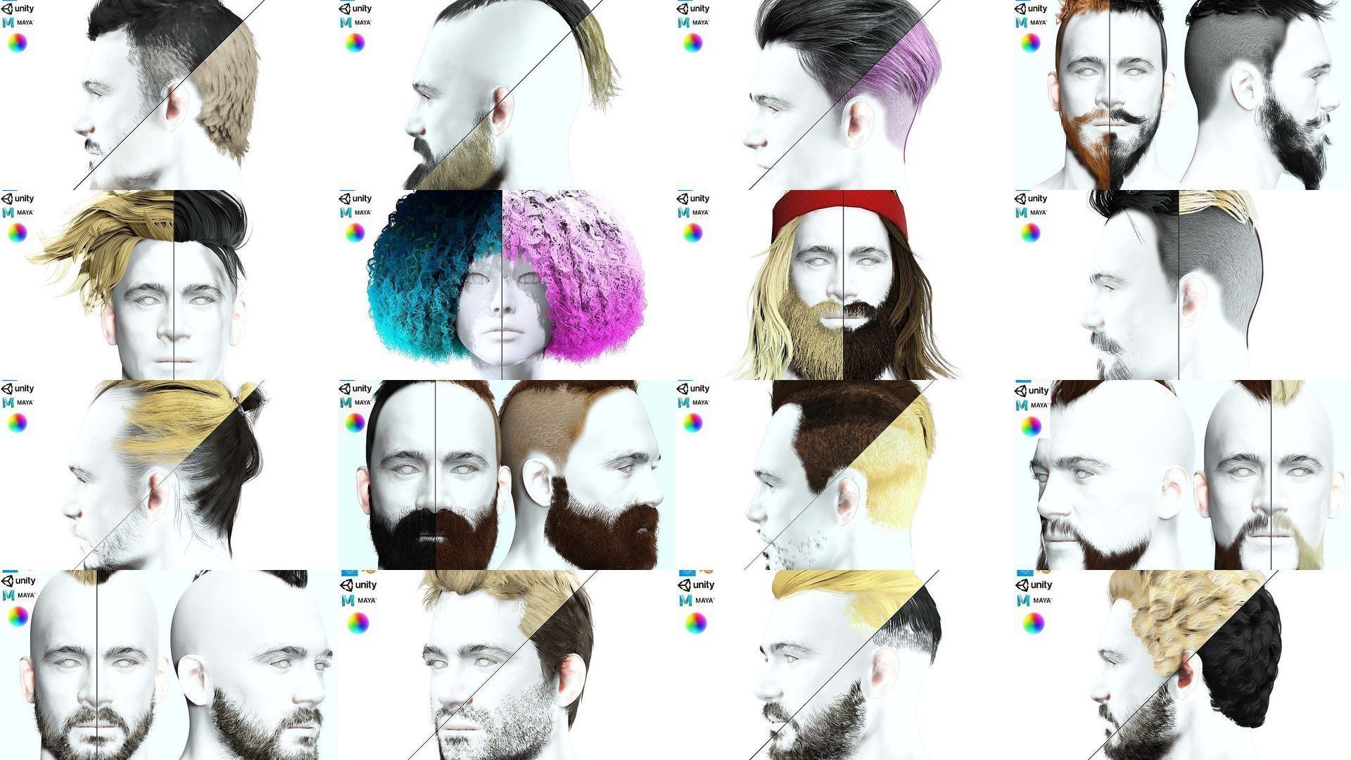 Ultimate hair pack for game and render 3D Model Collection_1