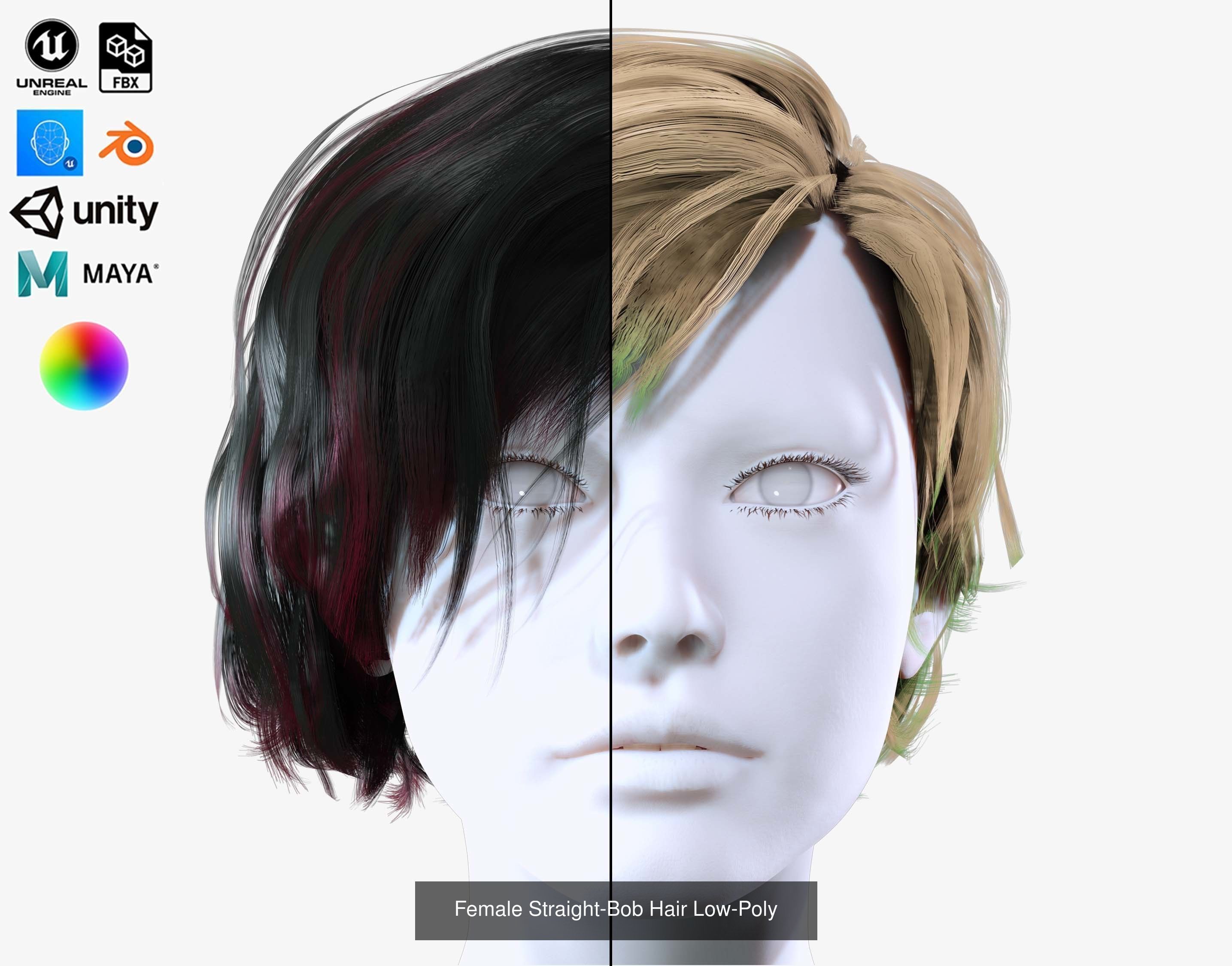 Ultimate hair pack for game and render 3D Model Collection_62