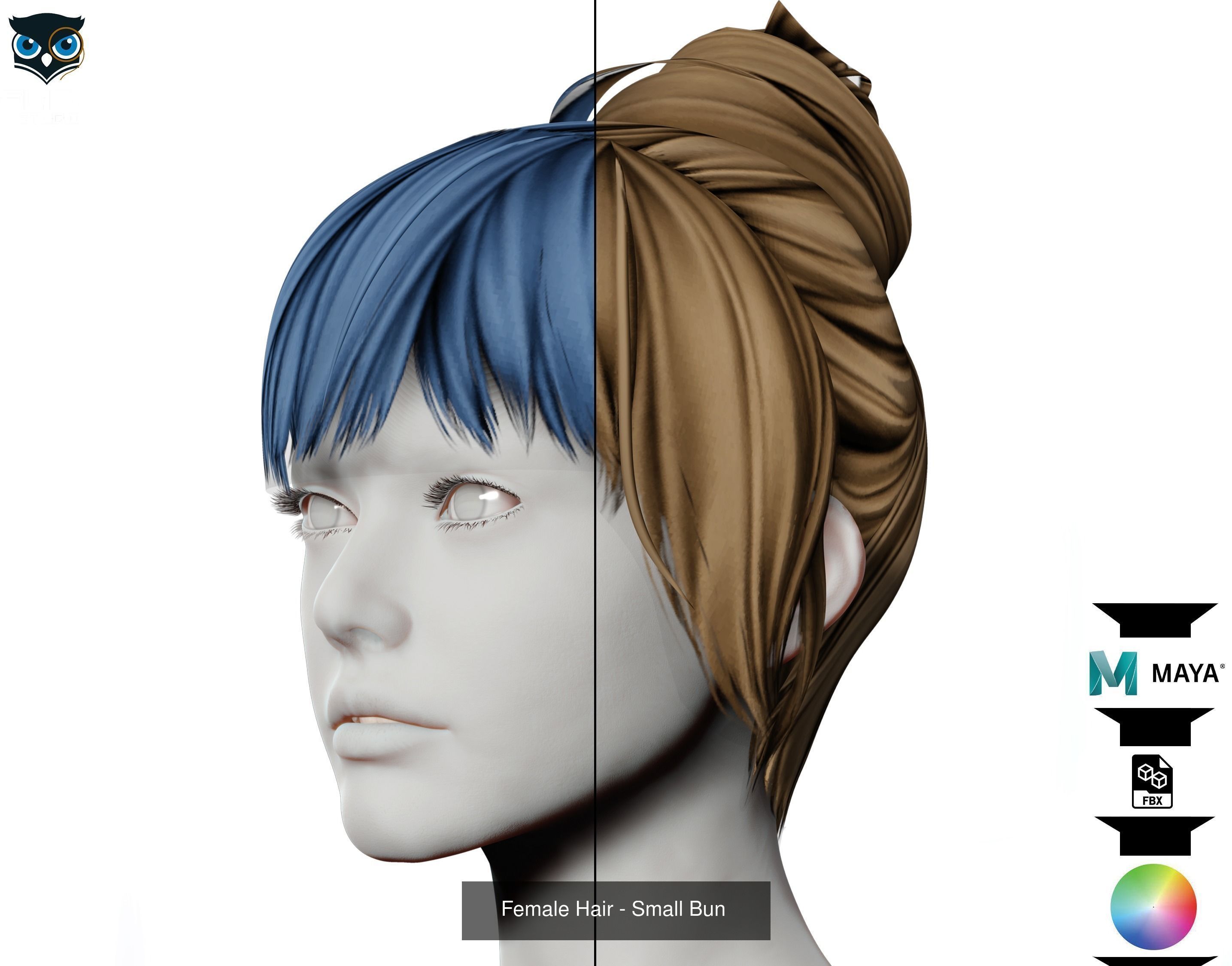 Ultimate hair pack for game and render 3D Model Collection_88