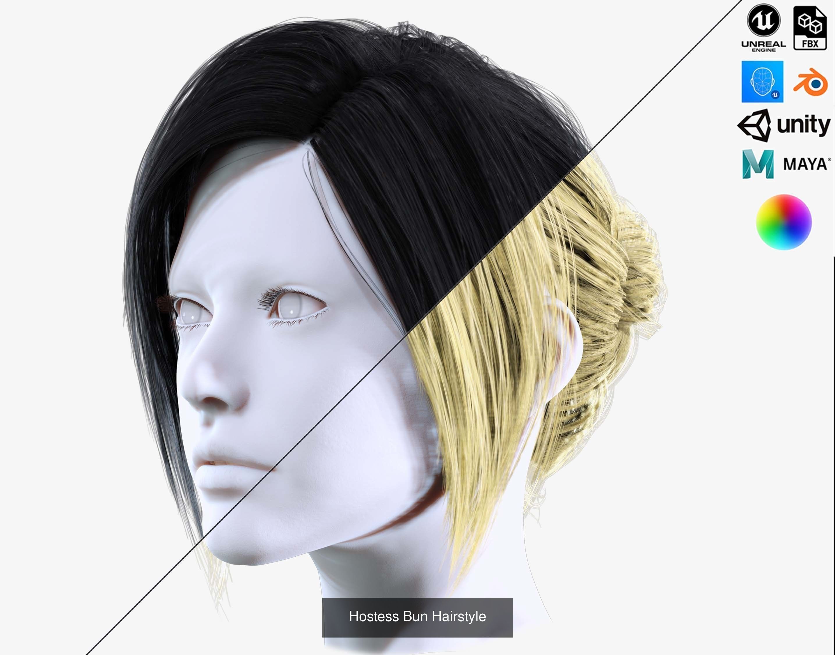 Ultimate hair pack for game and render 3D Model Collection_70