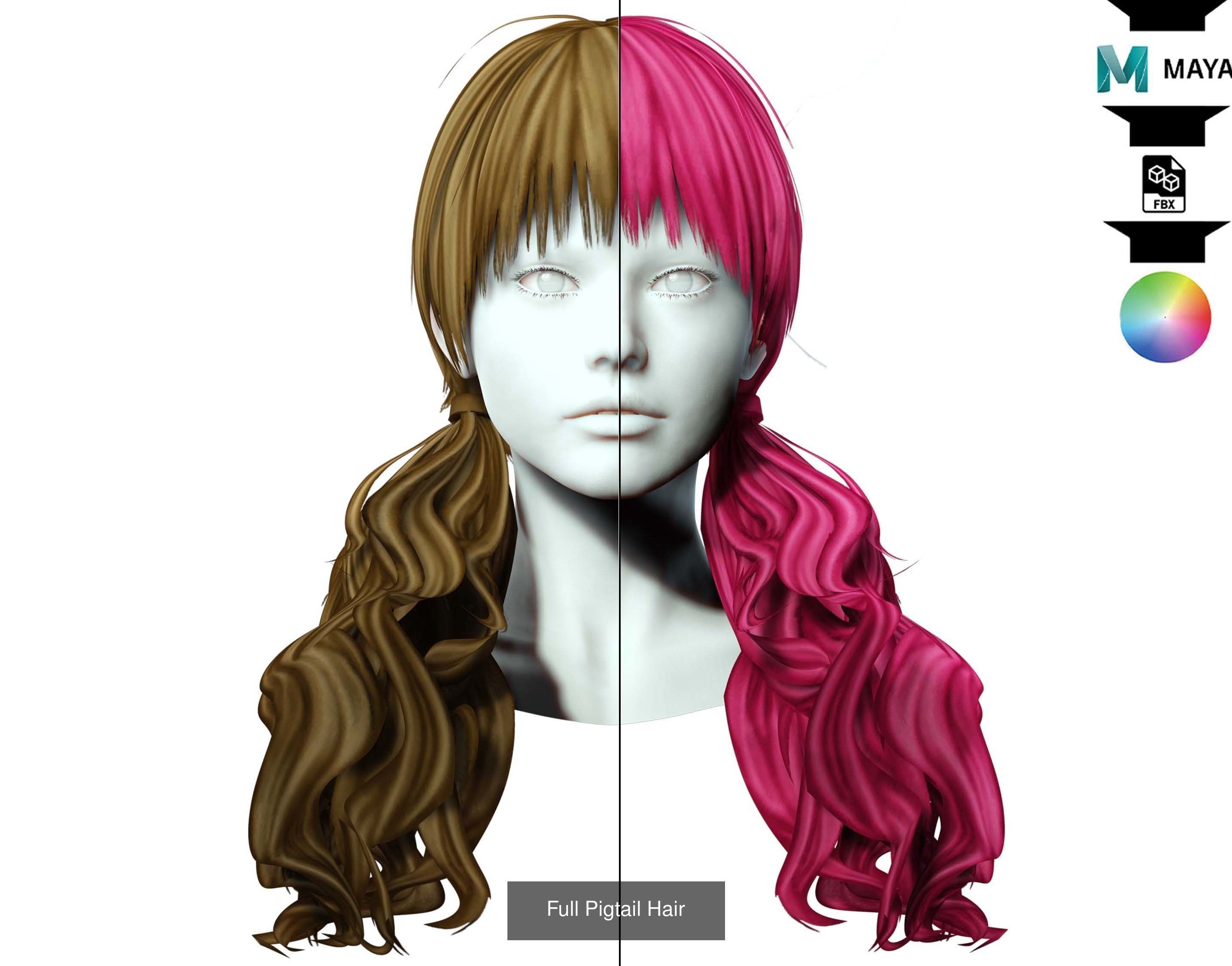 Ultimate hair pack for game and render 3D Model Collection_105