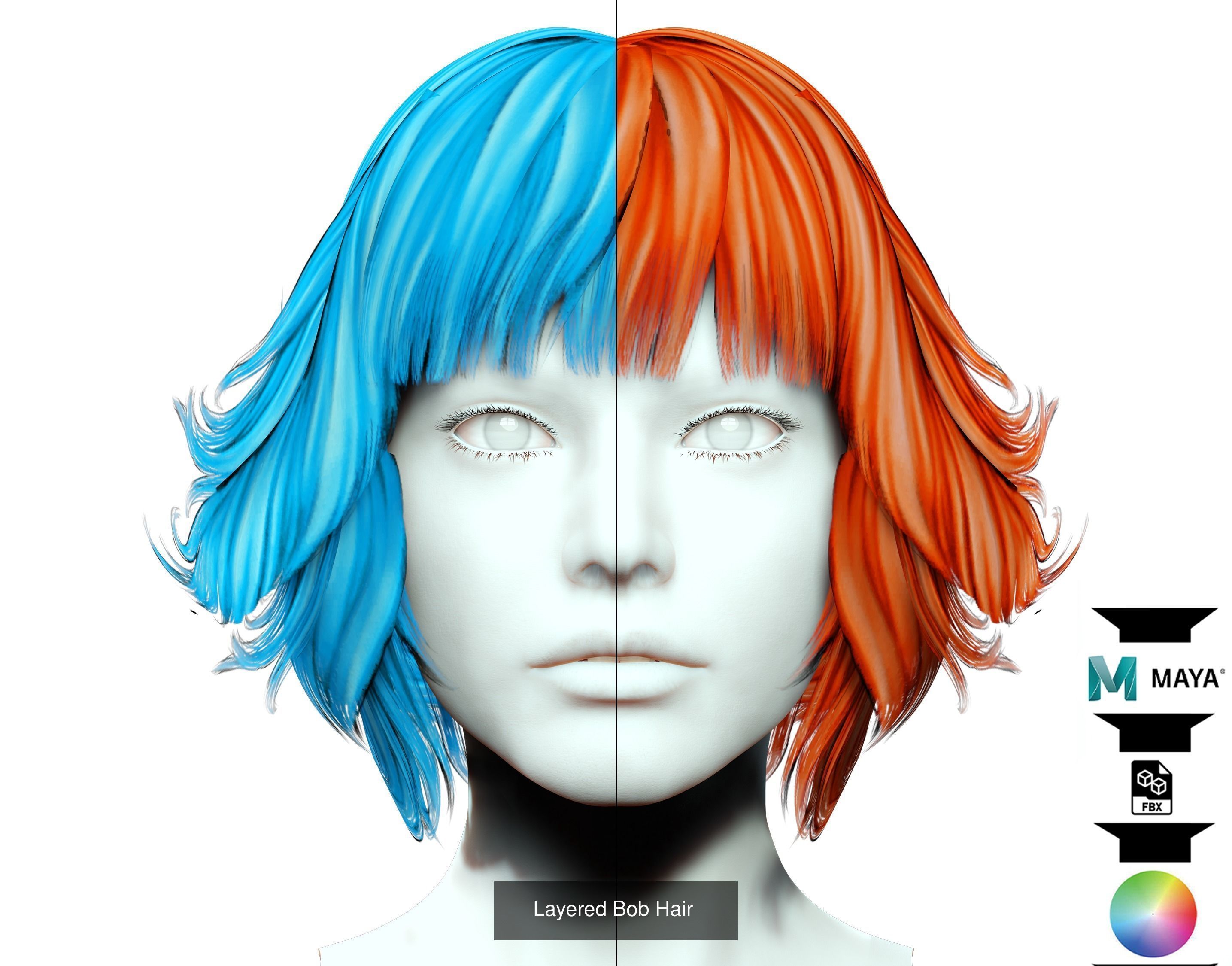 Ultimate hair pack for game and render 3D Model Collection_92