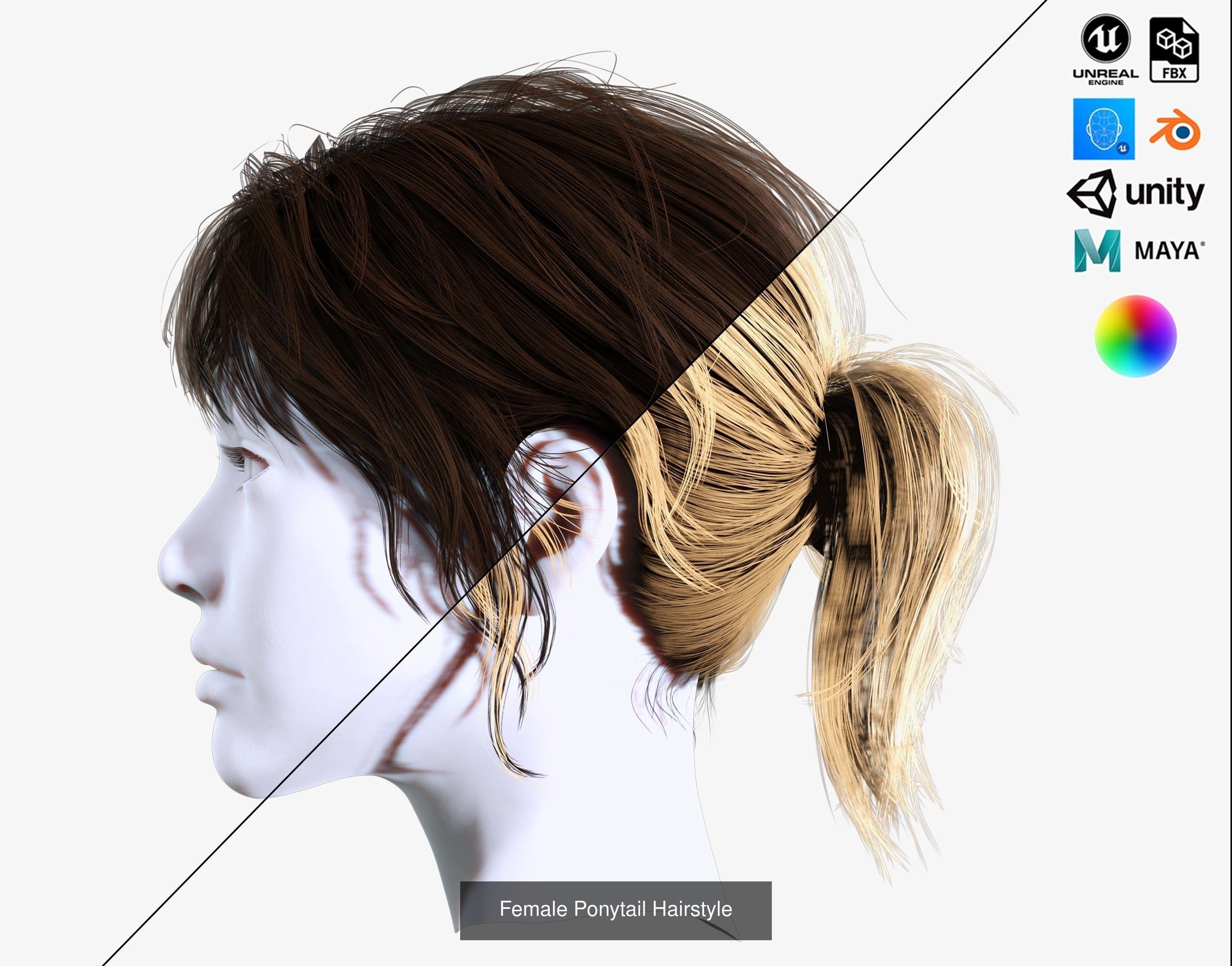 Ultimate hair pack for game and render 3D Model Collection_72