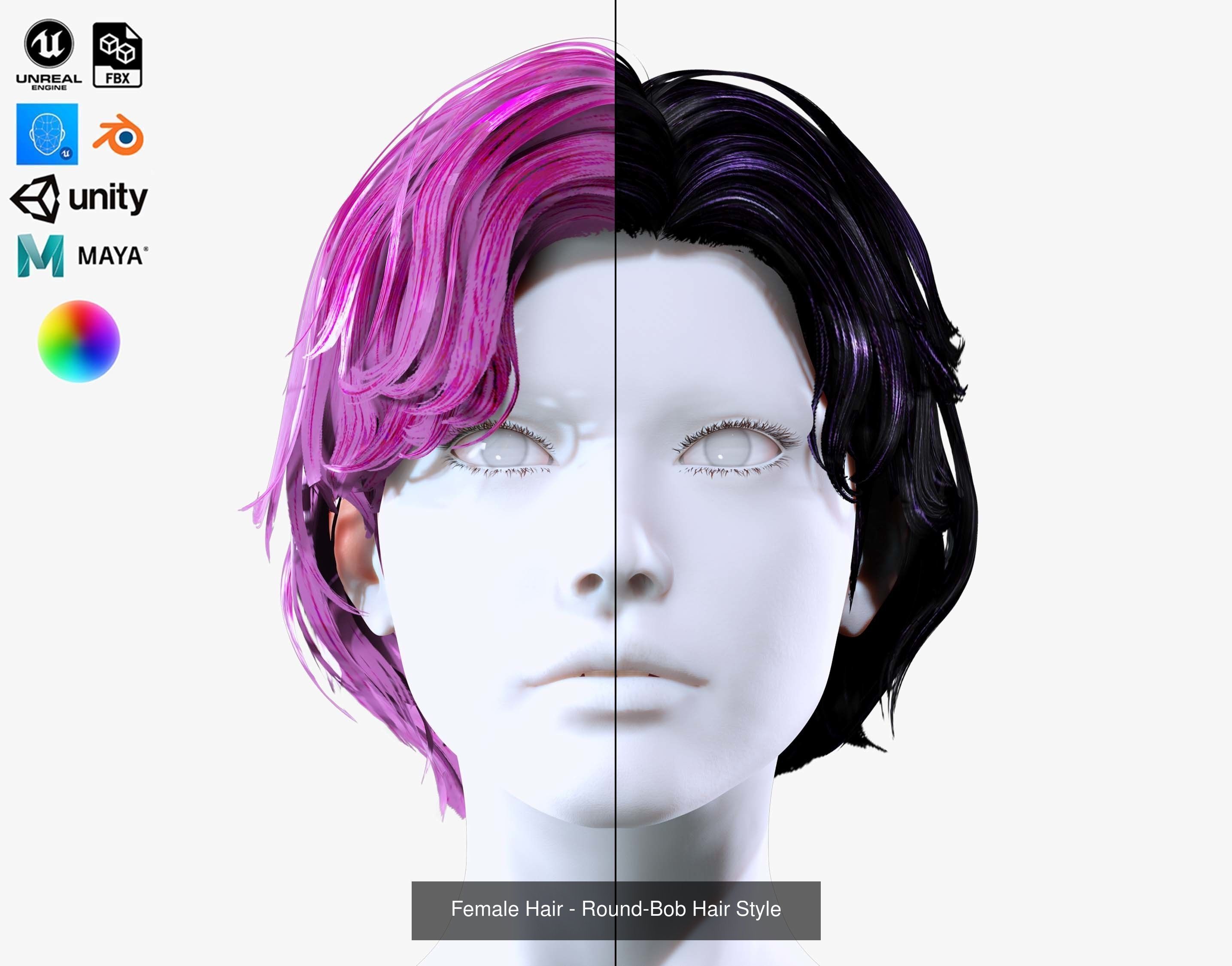 Ultimate hair pack for game and render 3D Model Collection_79