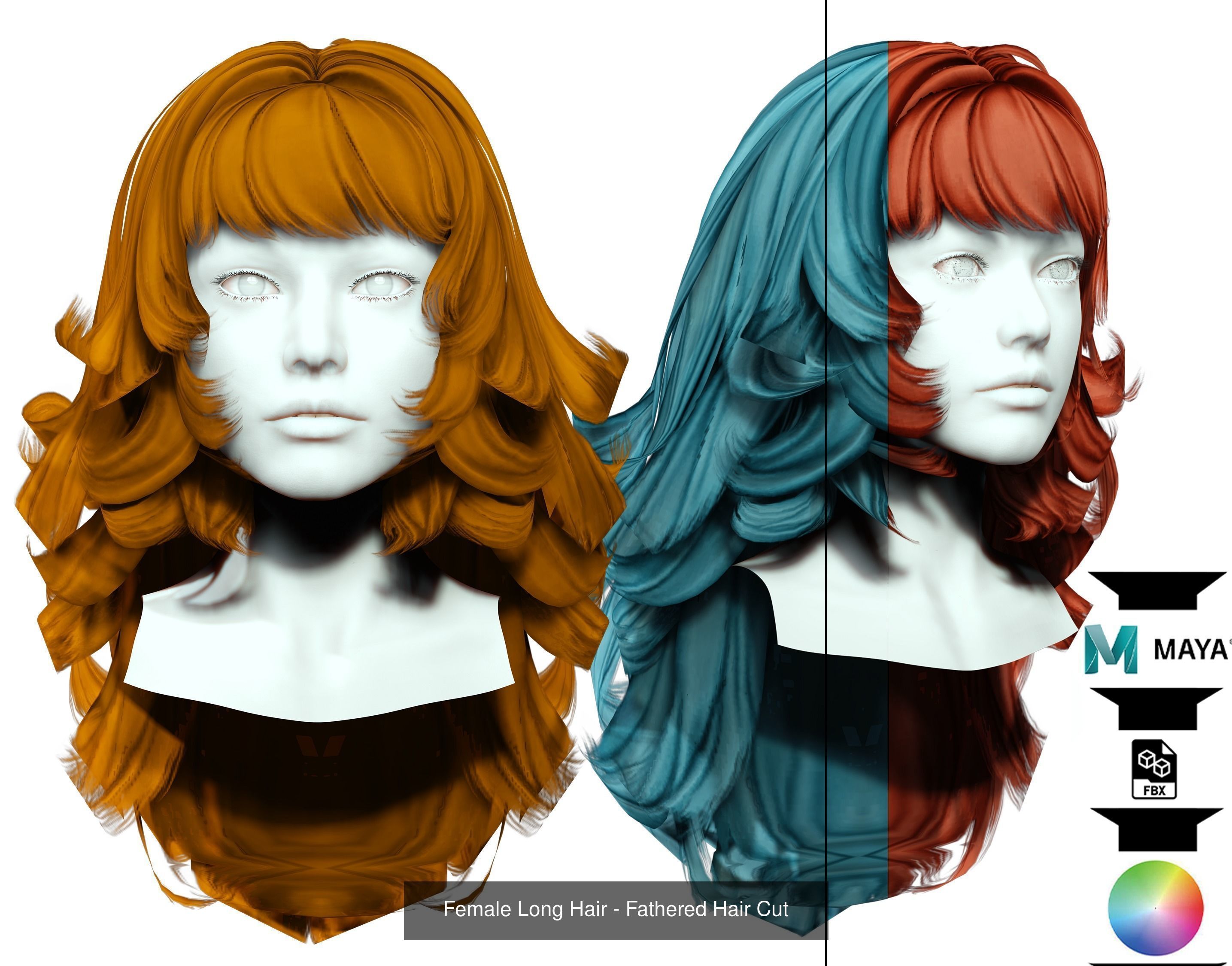 Ultimate hair pack for game and render 3D Model Collection_90