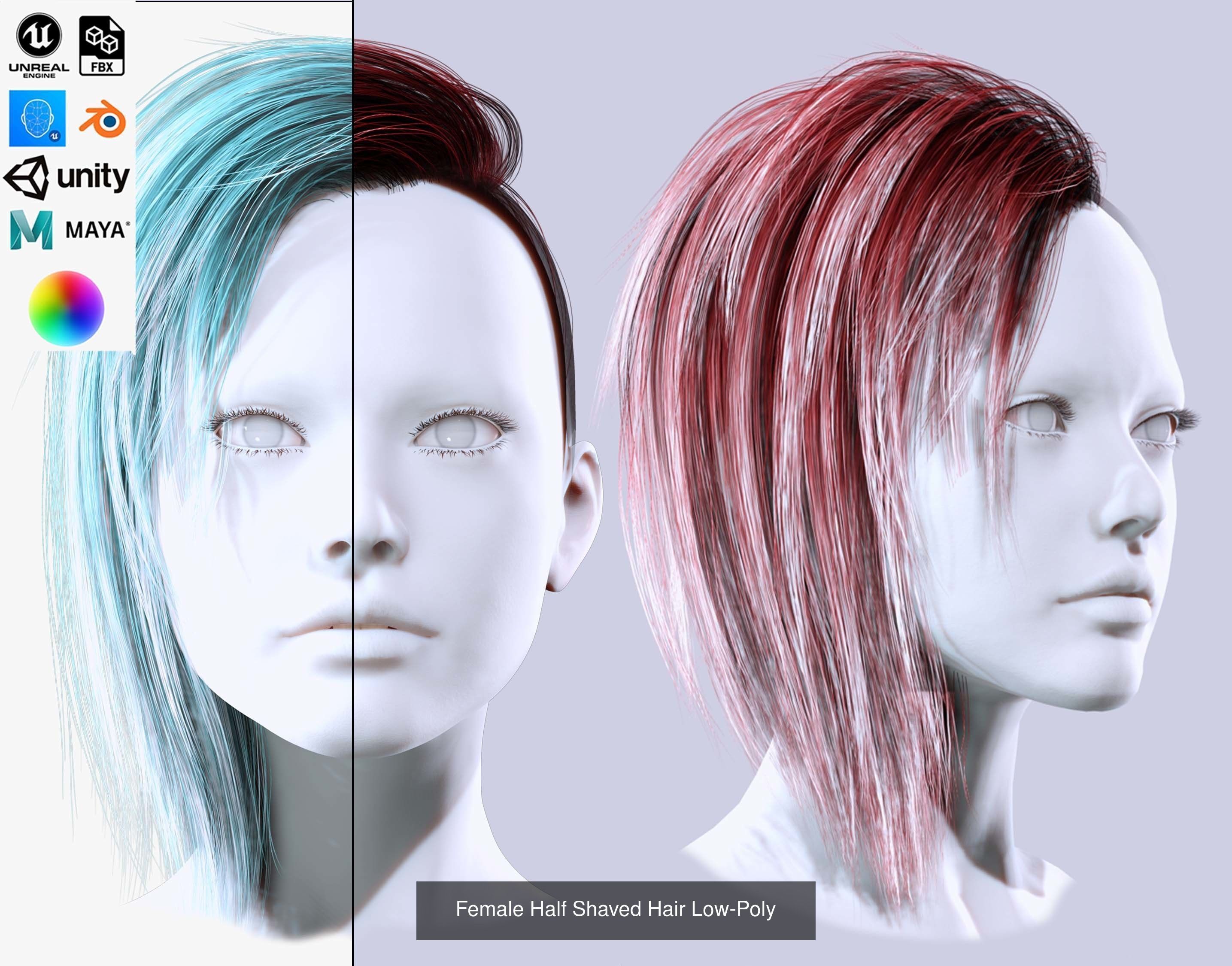 Ultimate hair pack for game and render 3D Model Collection_59