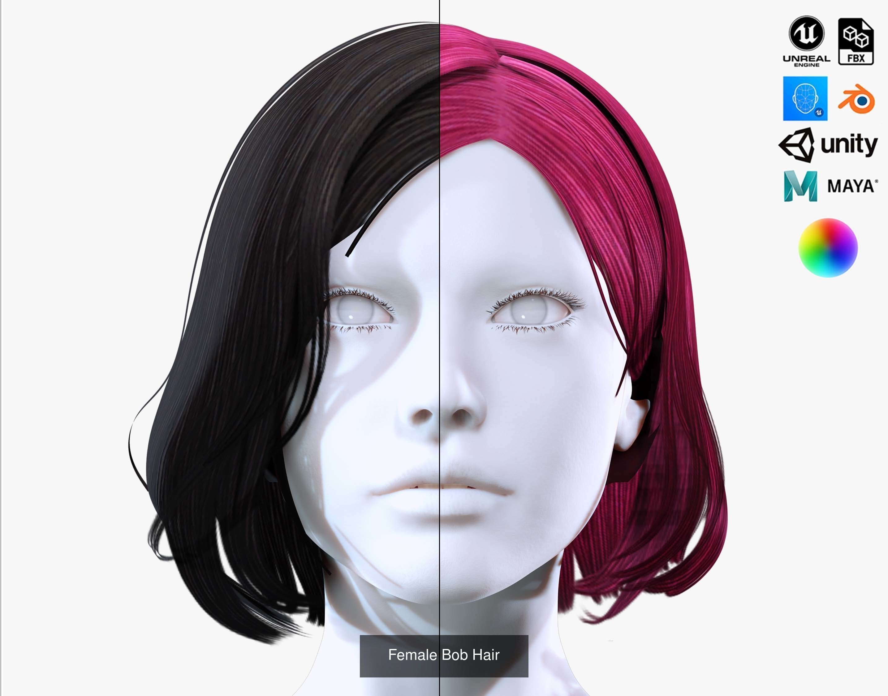 Ultimate hair pack for game and render 3D Model Collection_77