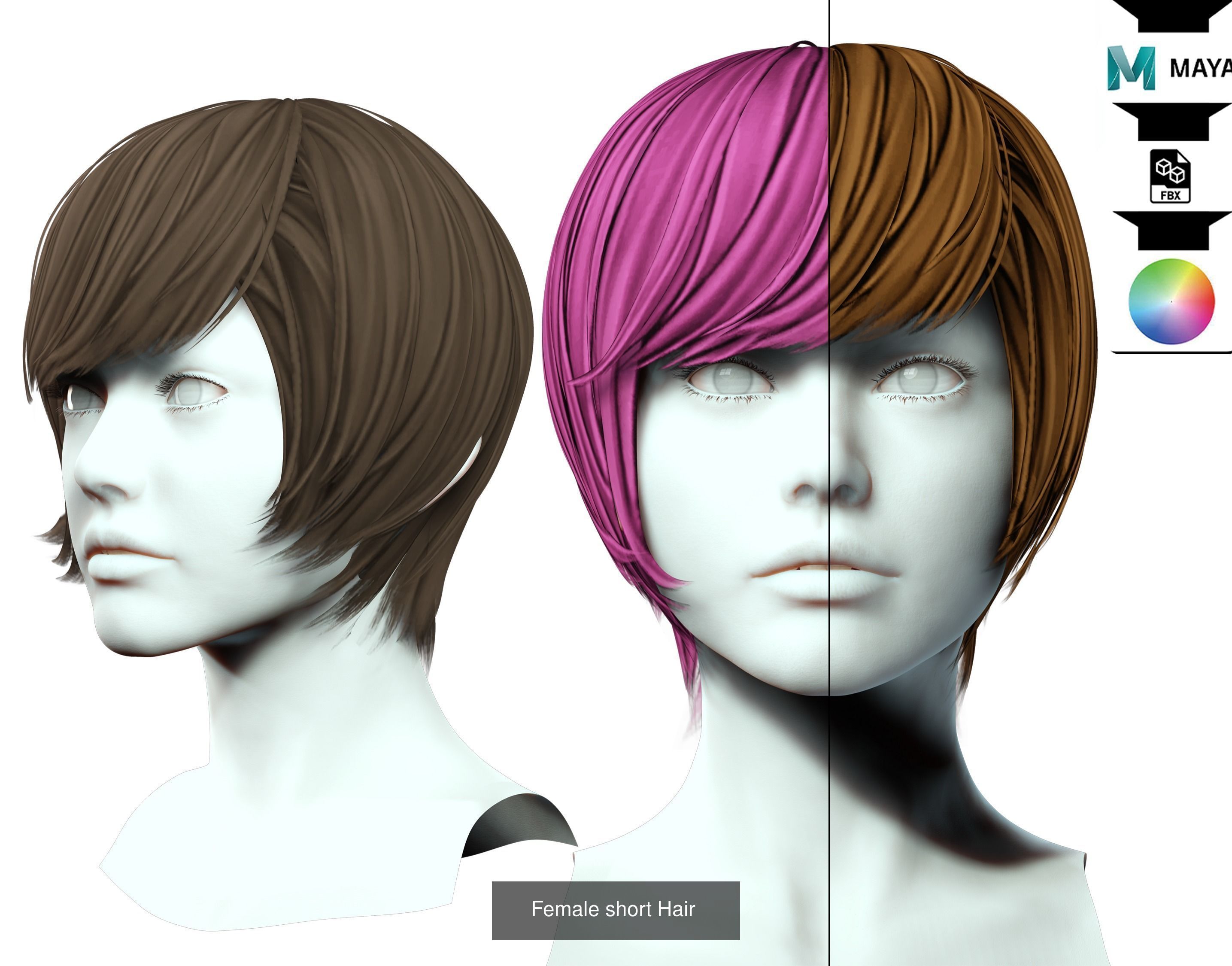 Ultimate hair pack for game and render 3D Model Collection_96