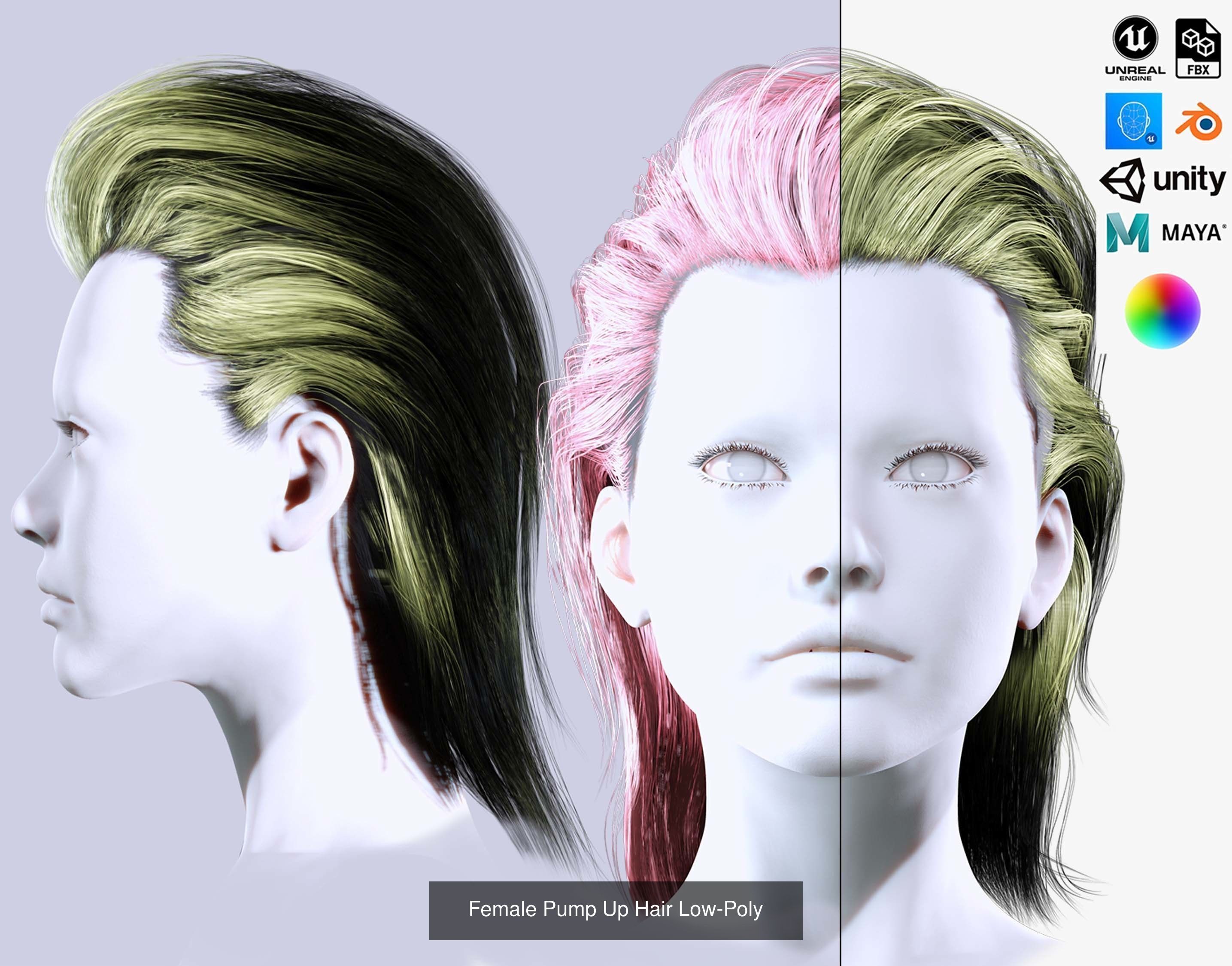 Ultimate hair pack for game and render 3D Model Collection_56