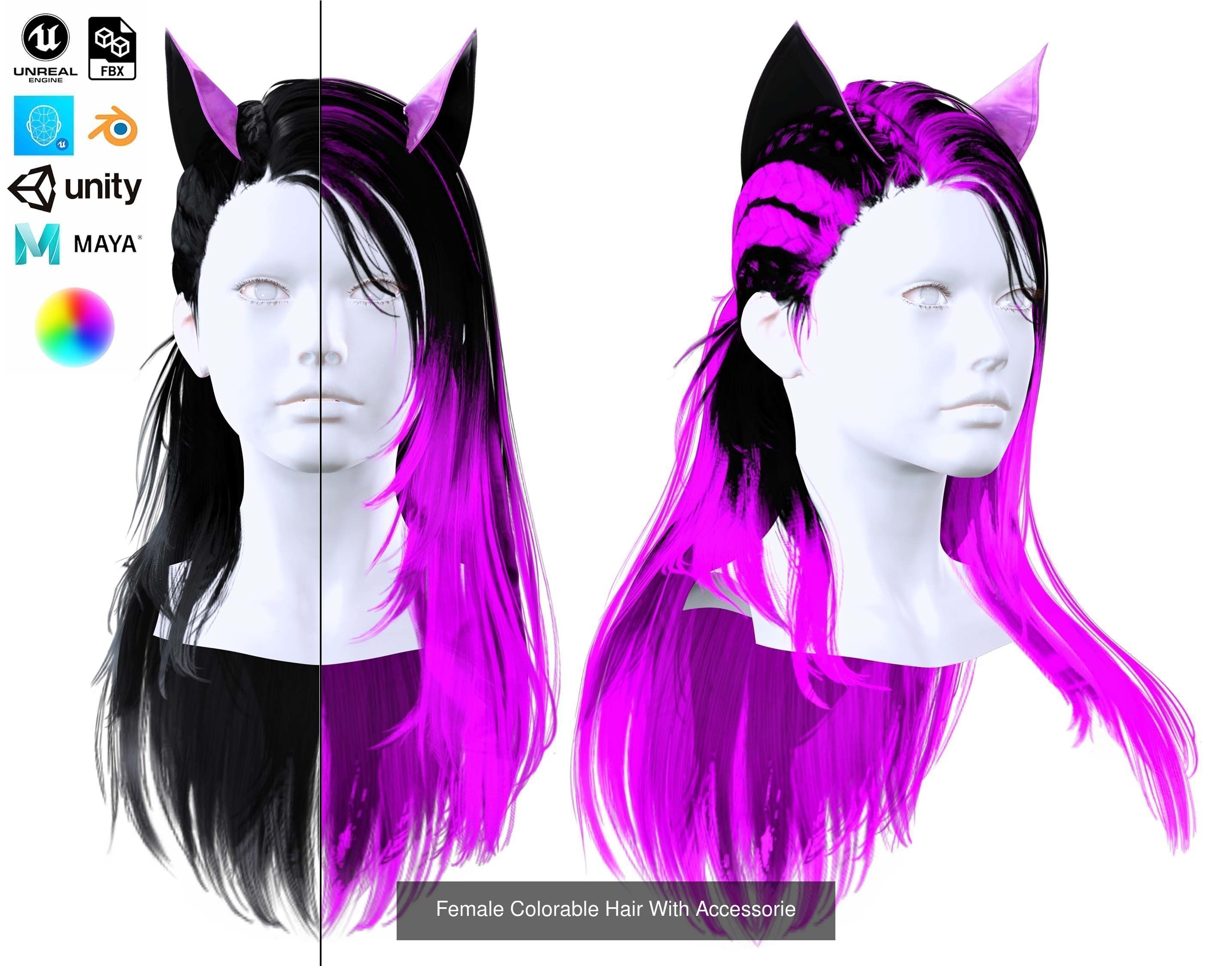 Ultimate hair pack for game and render 3D Model Collection_83