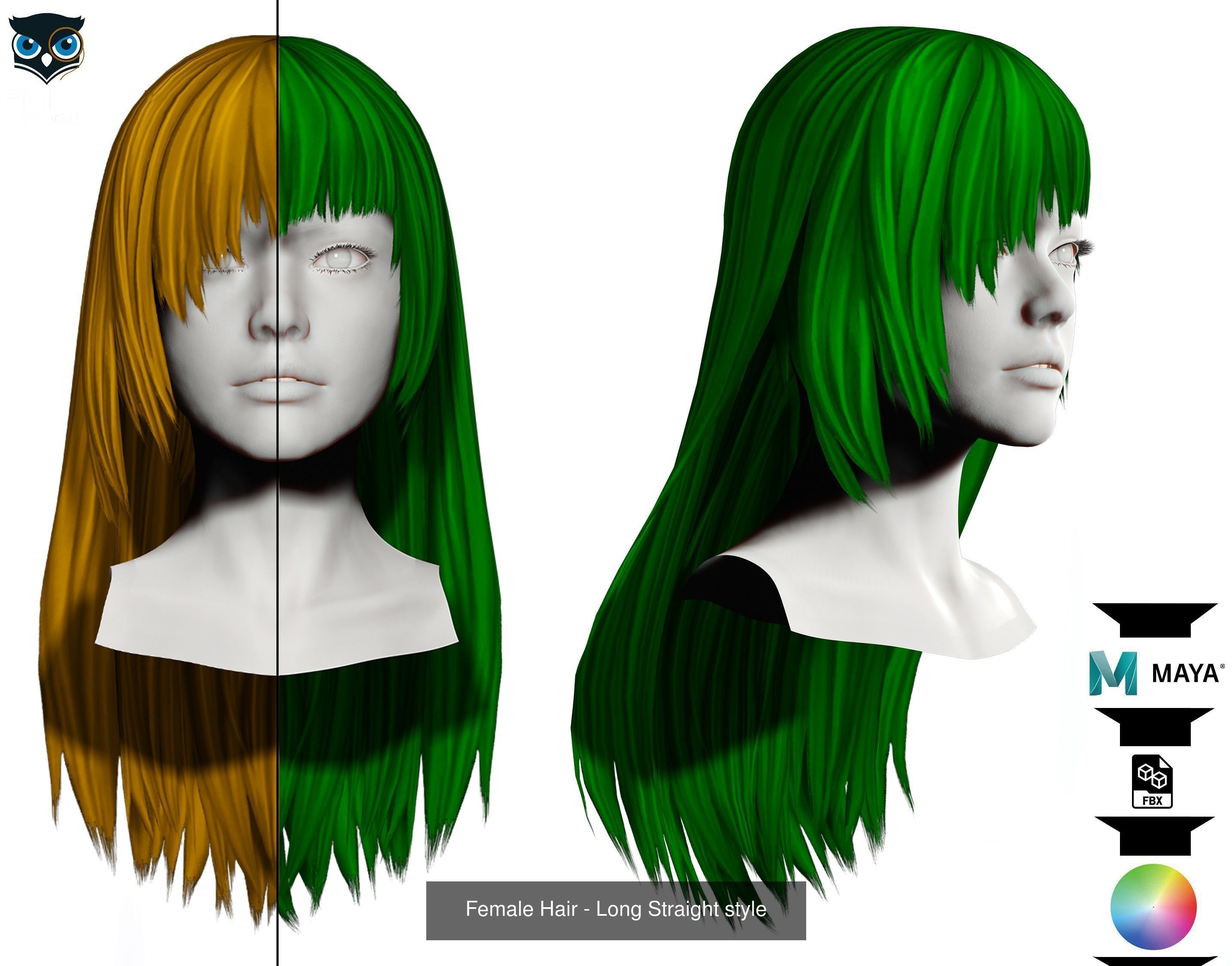 Ultimate hair pack for game and render 3D Model Collection_86