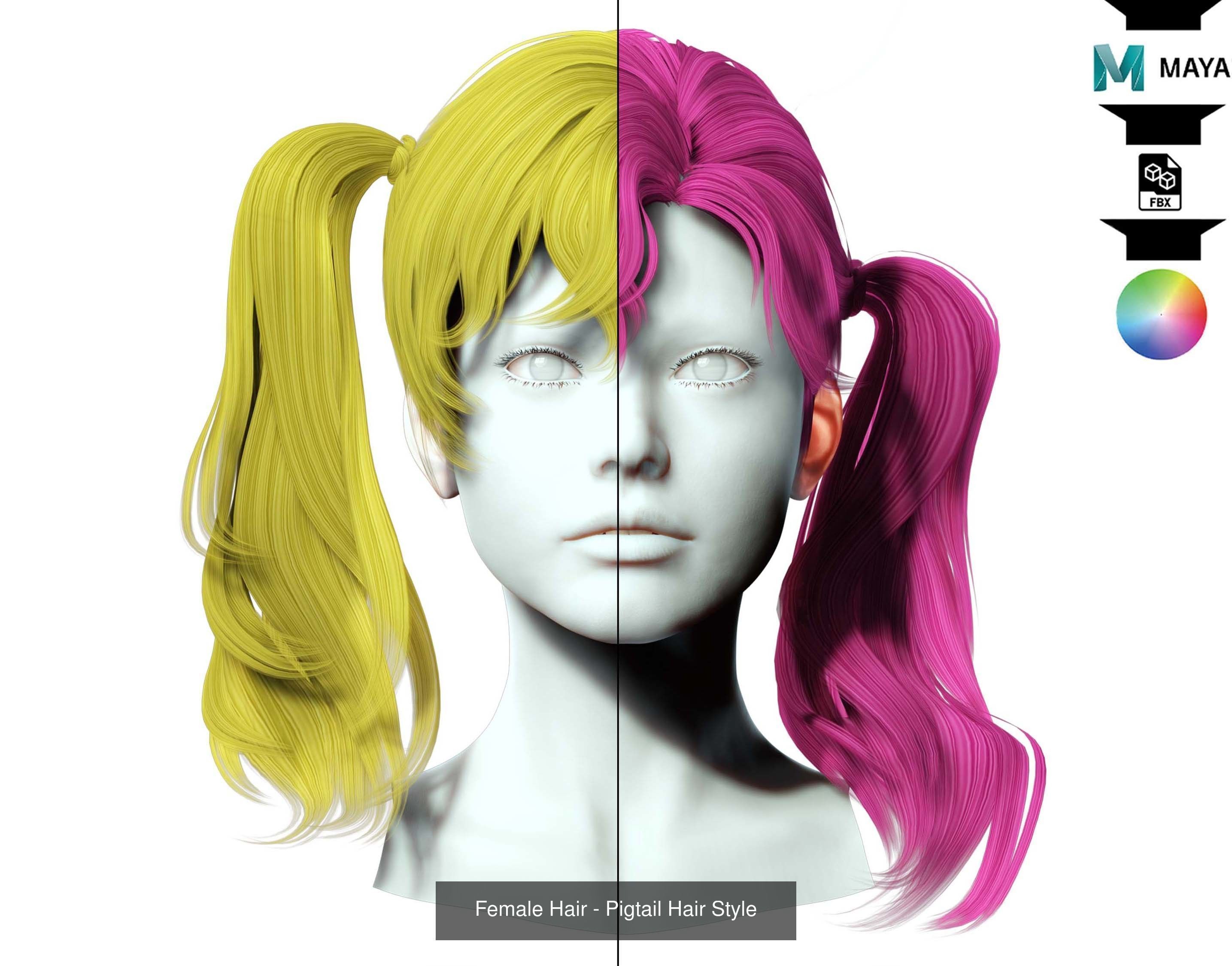 Ultimate hair pack for game and render 3D Model Collection_109