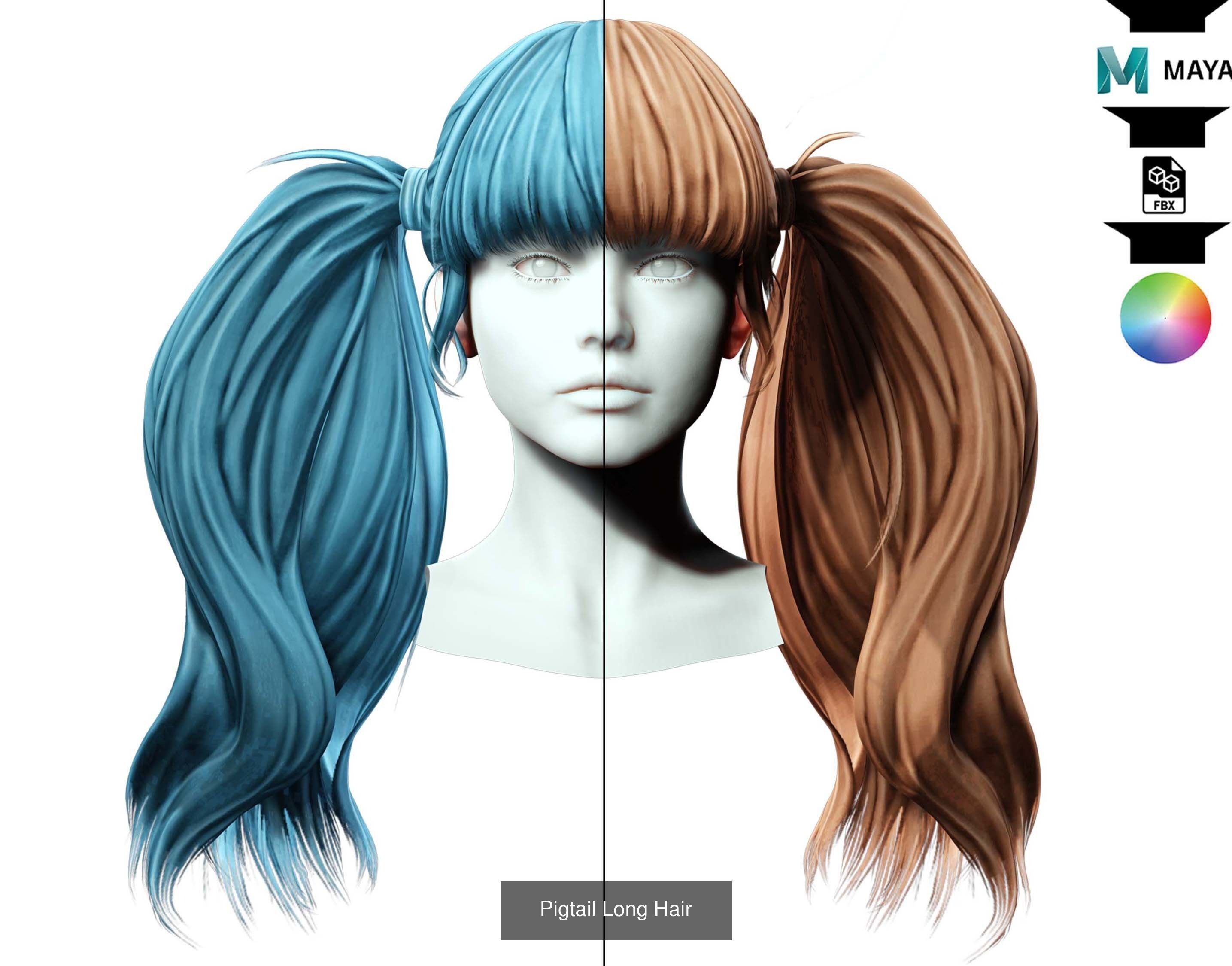 Ultimate hair pack for game and render 3D Model Collection_104