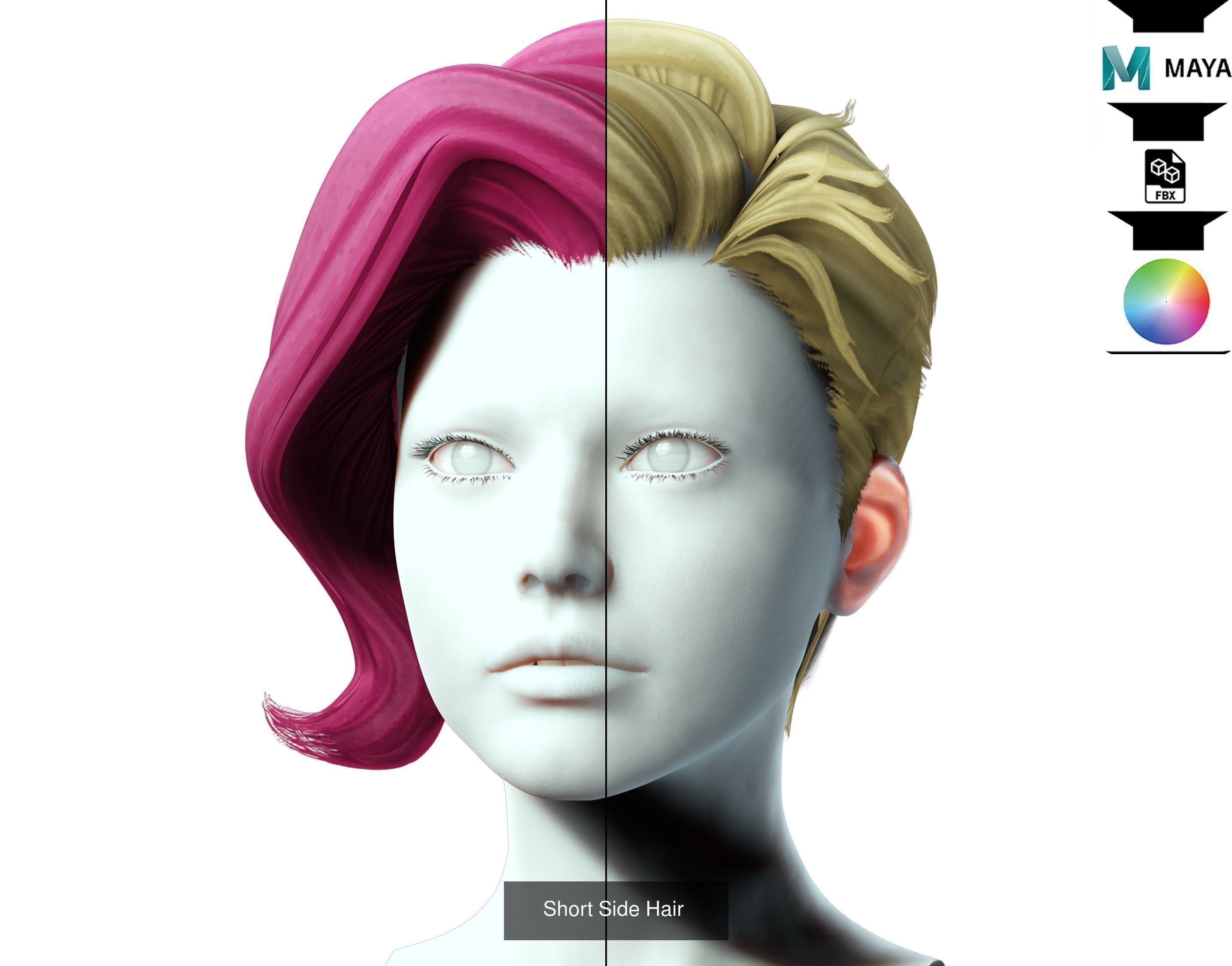 Ultimate hair pack for game and render 3D Model Collection_100