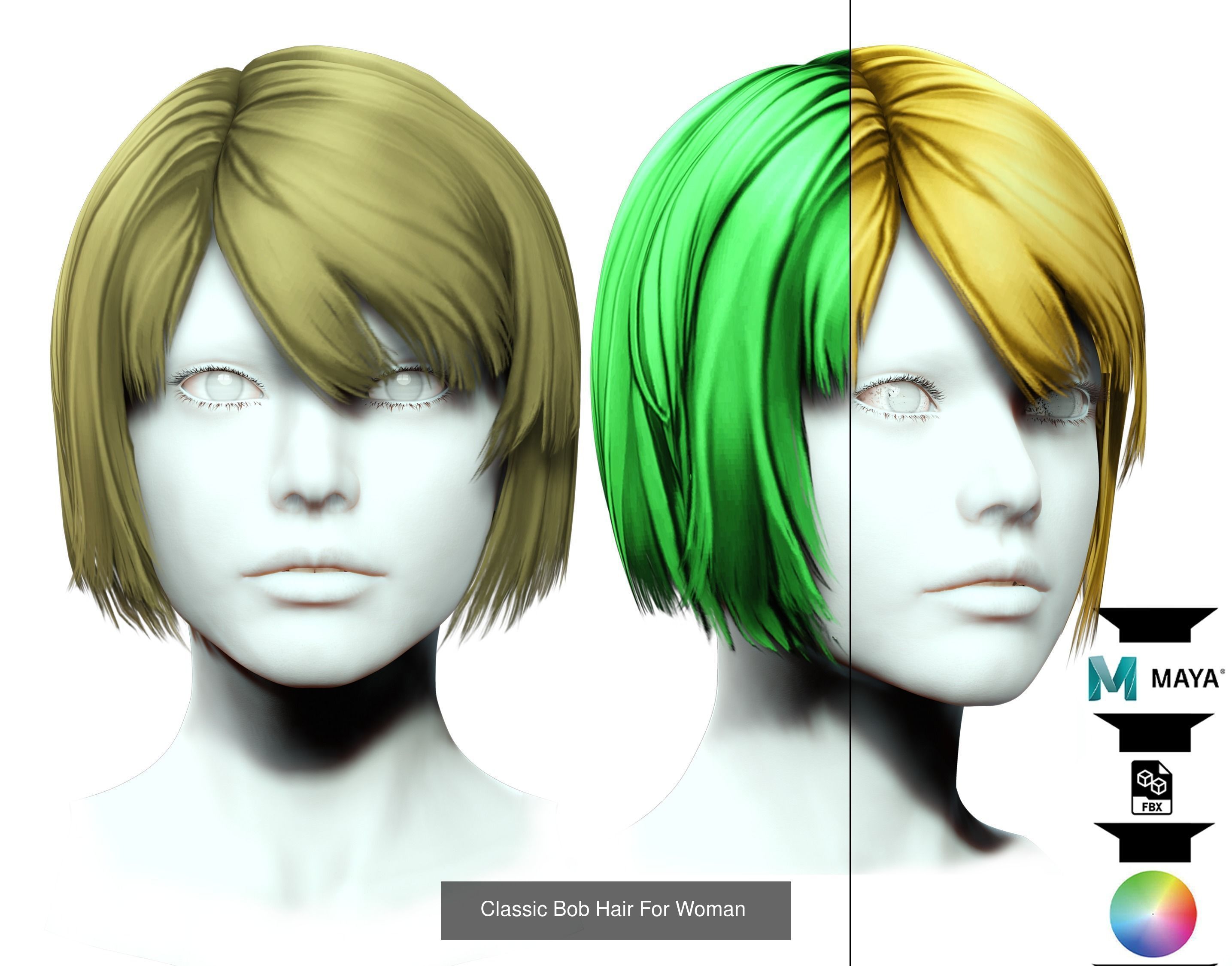 Ultimate hair pack for game and render 3D Model Collection_91