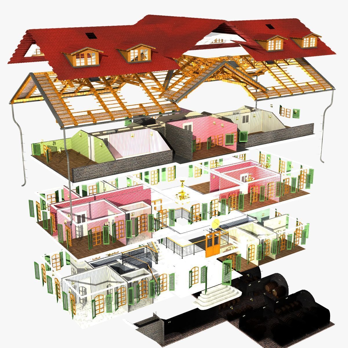 Mansion house 3D model_7