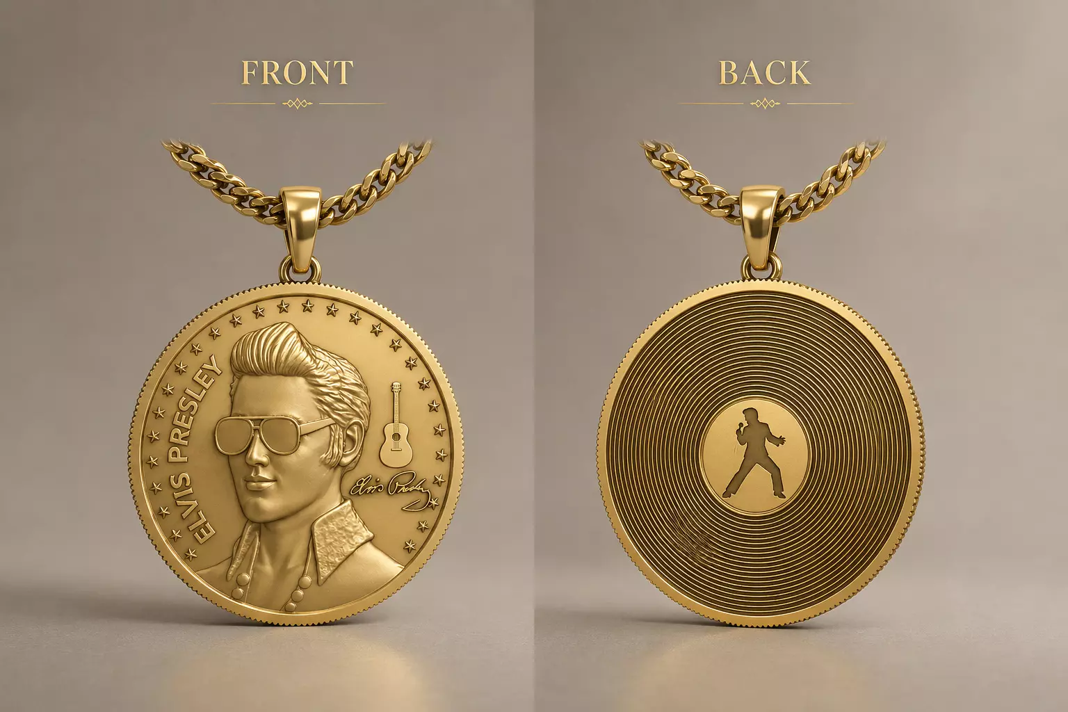 Elvis Presley Coin Pendant Signature 3DM STL Model Files 3D print model
