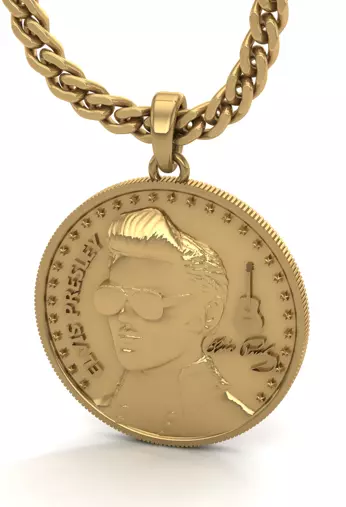 Elvis Presley Coin Pendant Signature 3DM STL Model Files 3D print model