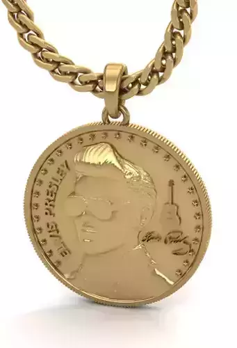 Elvis Presley Coin Pendant Signature 3DM STL Model Files  3D print model