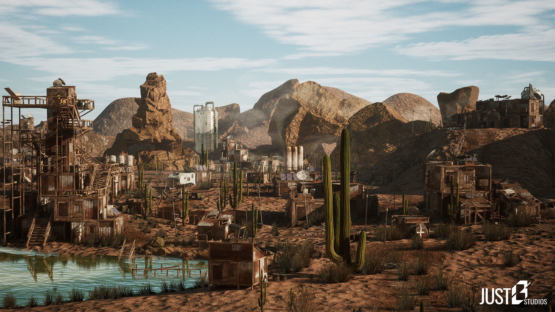 Modular Post Apocalyptic Desert Environment Low-poly 3D model_11