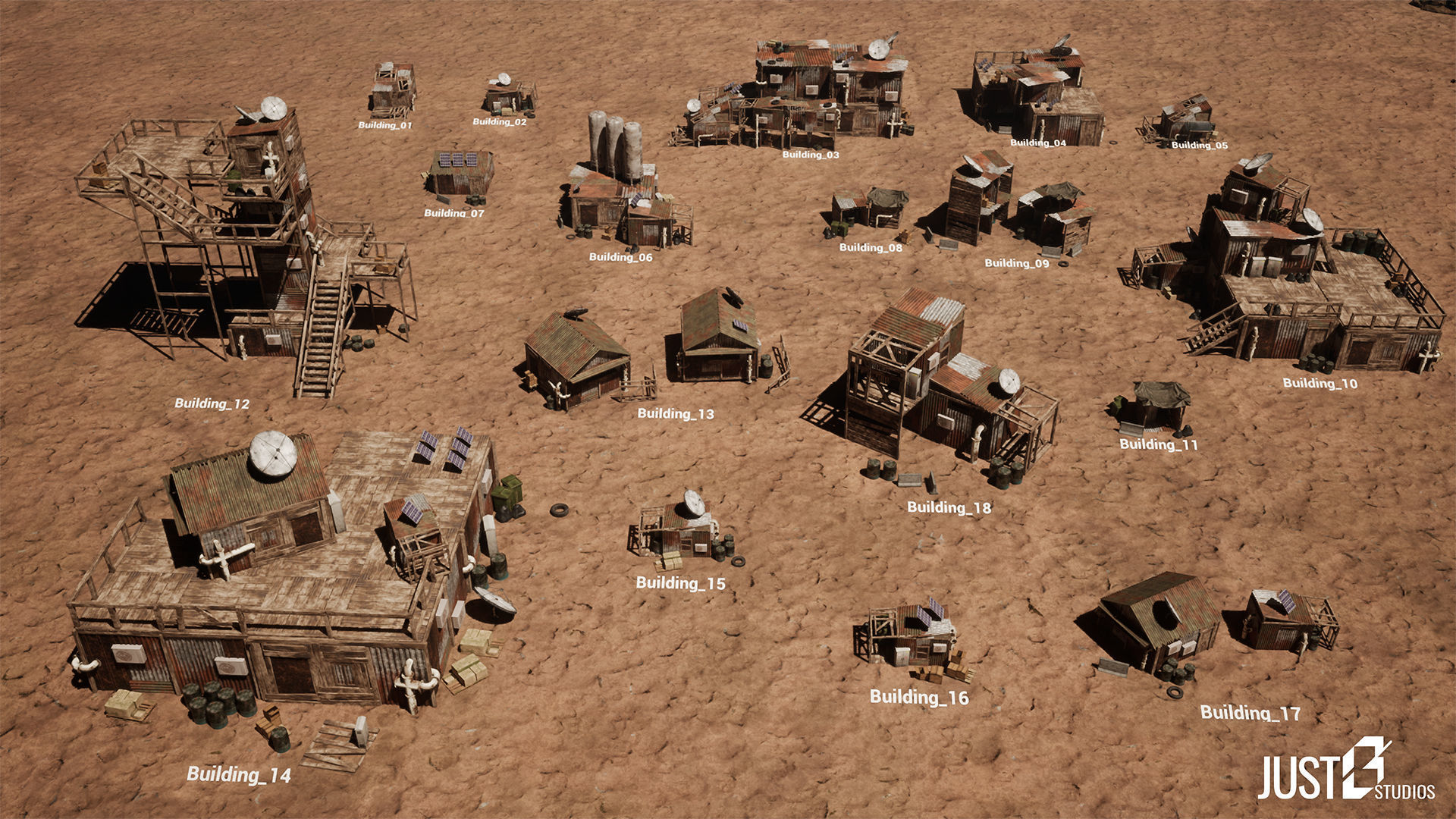 Modular Post Apocalyptic Desert Environment Low-poly 3D model_12