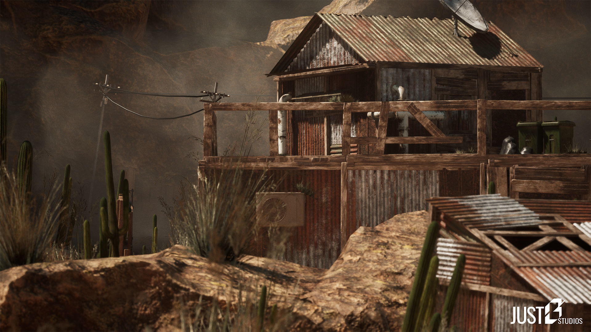 Modular Post Apocalyptic Desert Environment Low-poly 3D model_10