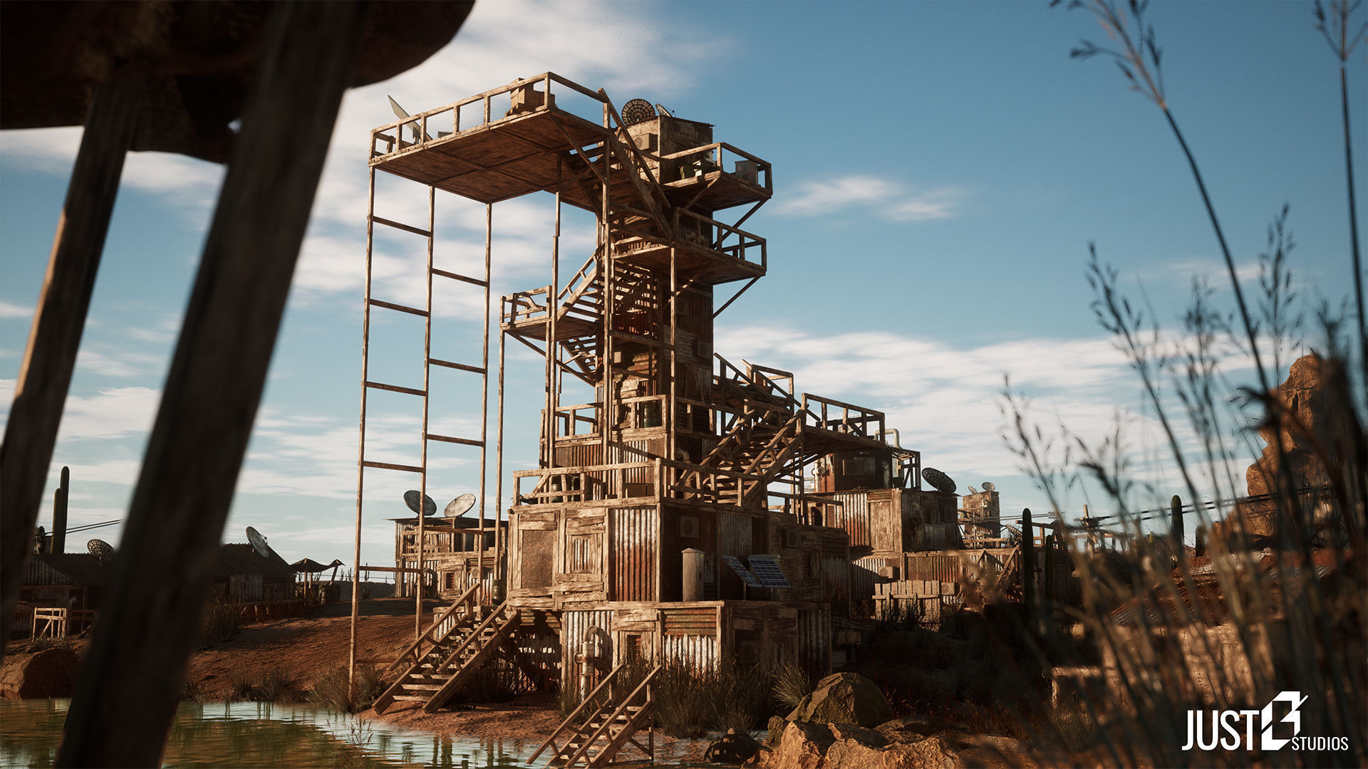 Modular Post Apocalyptic Desert Environment Low-poly 3D model_2