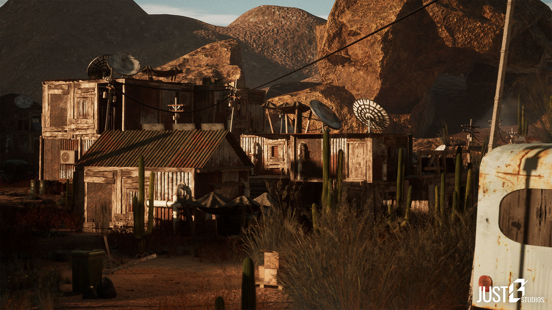 Modular Post Apocalyptic Desert Environment Low-poly 3D model_9