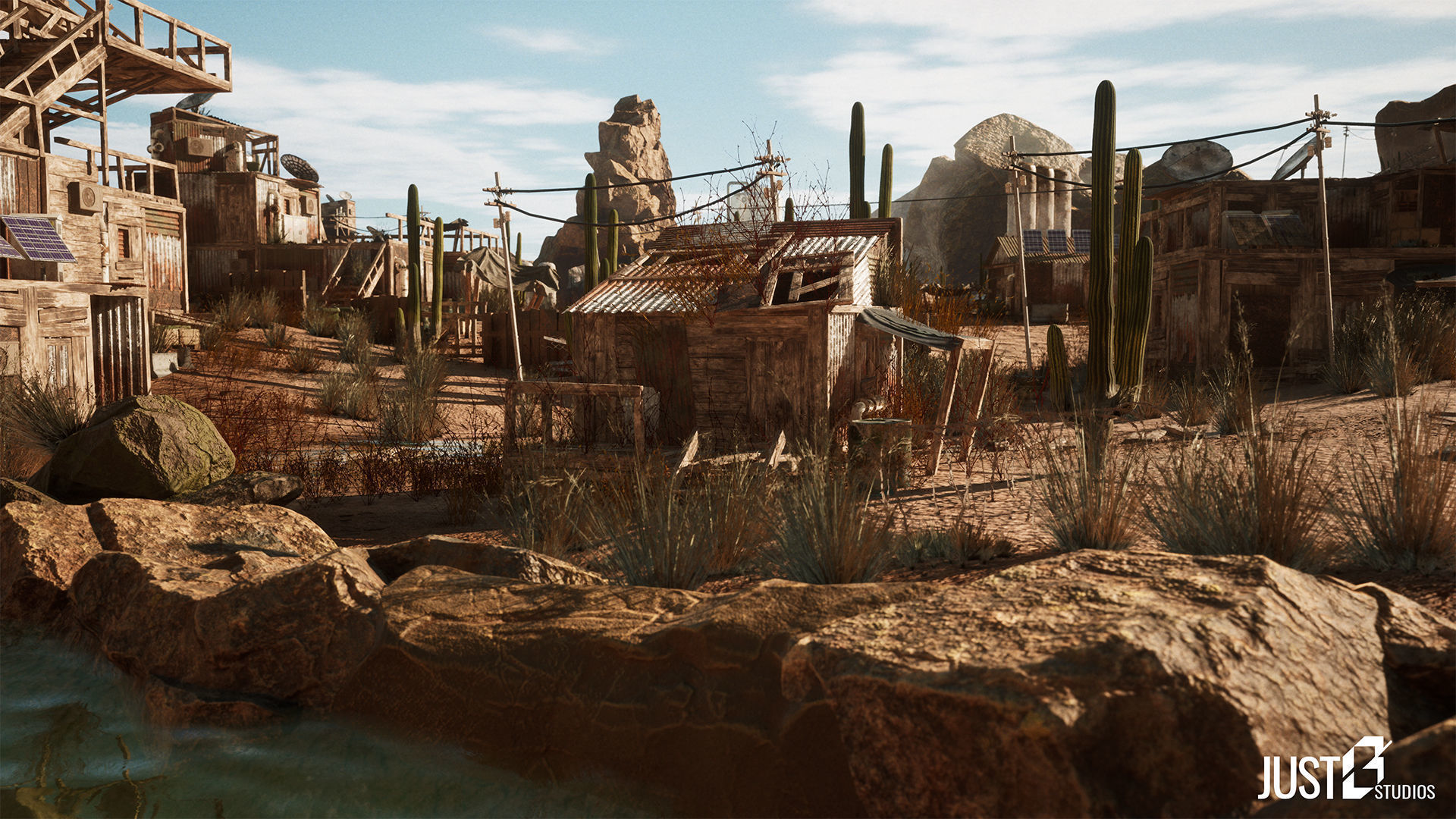 Modular Post Apocalyptic Desert Environment Low-poly 3D model_3