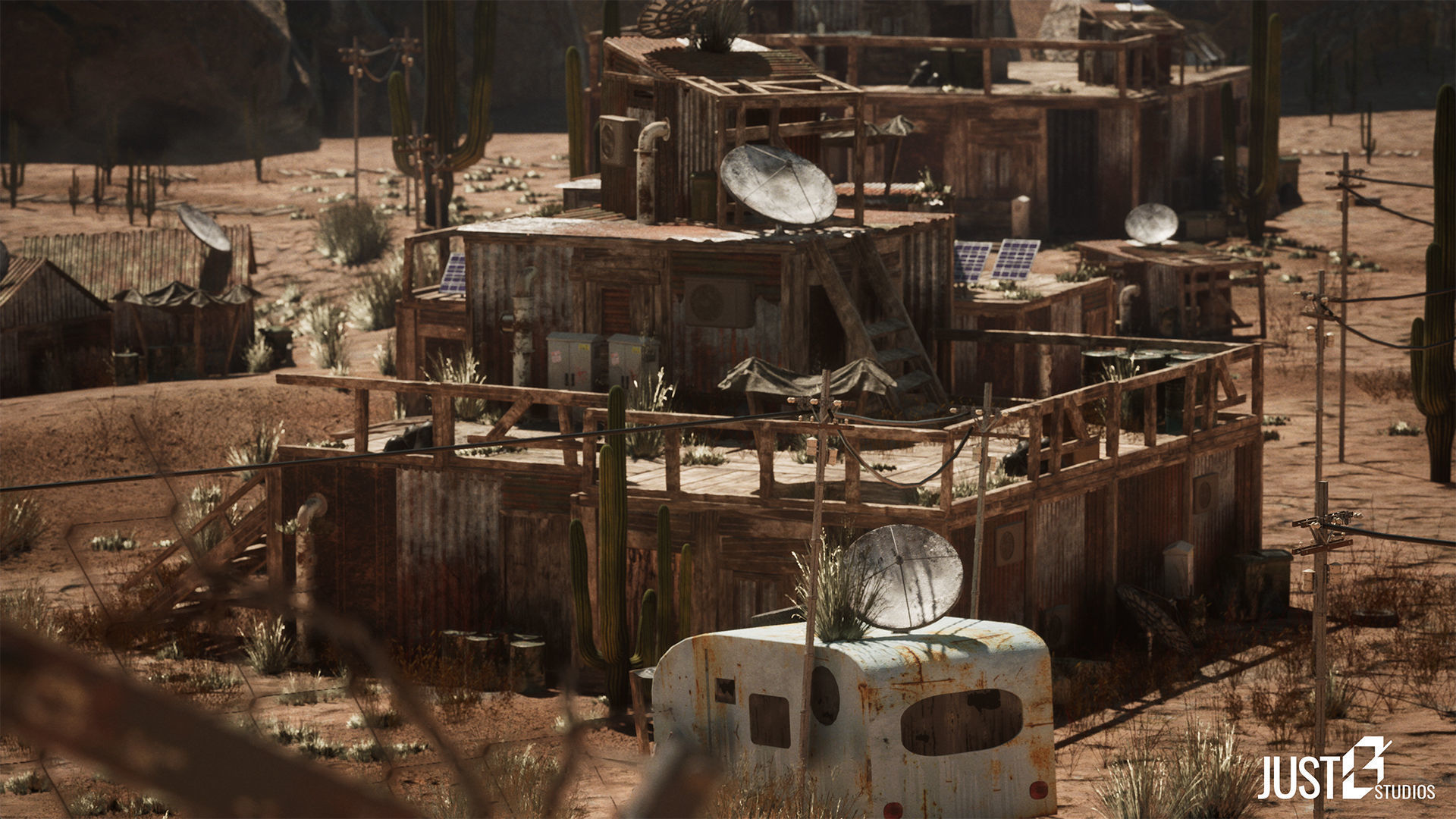 Modular Post Apocalyptic Desert Environment Low-poly 3D model_4