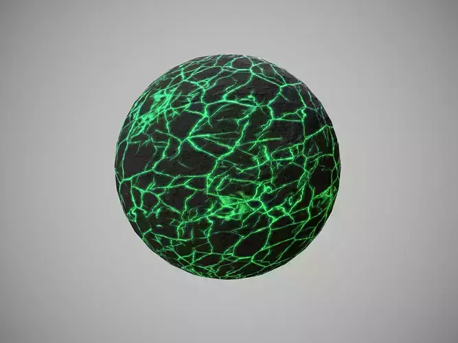 Green glowing cracs pbr stylized material