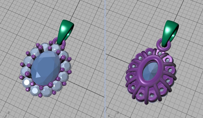 Princess Diana 8x6 Oval Sapphire Necklace Pendant 3D model 3D print model_9