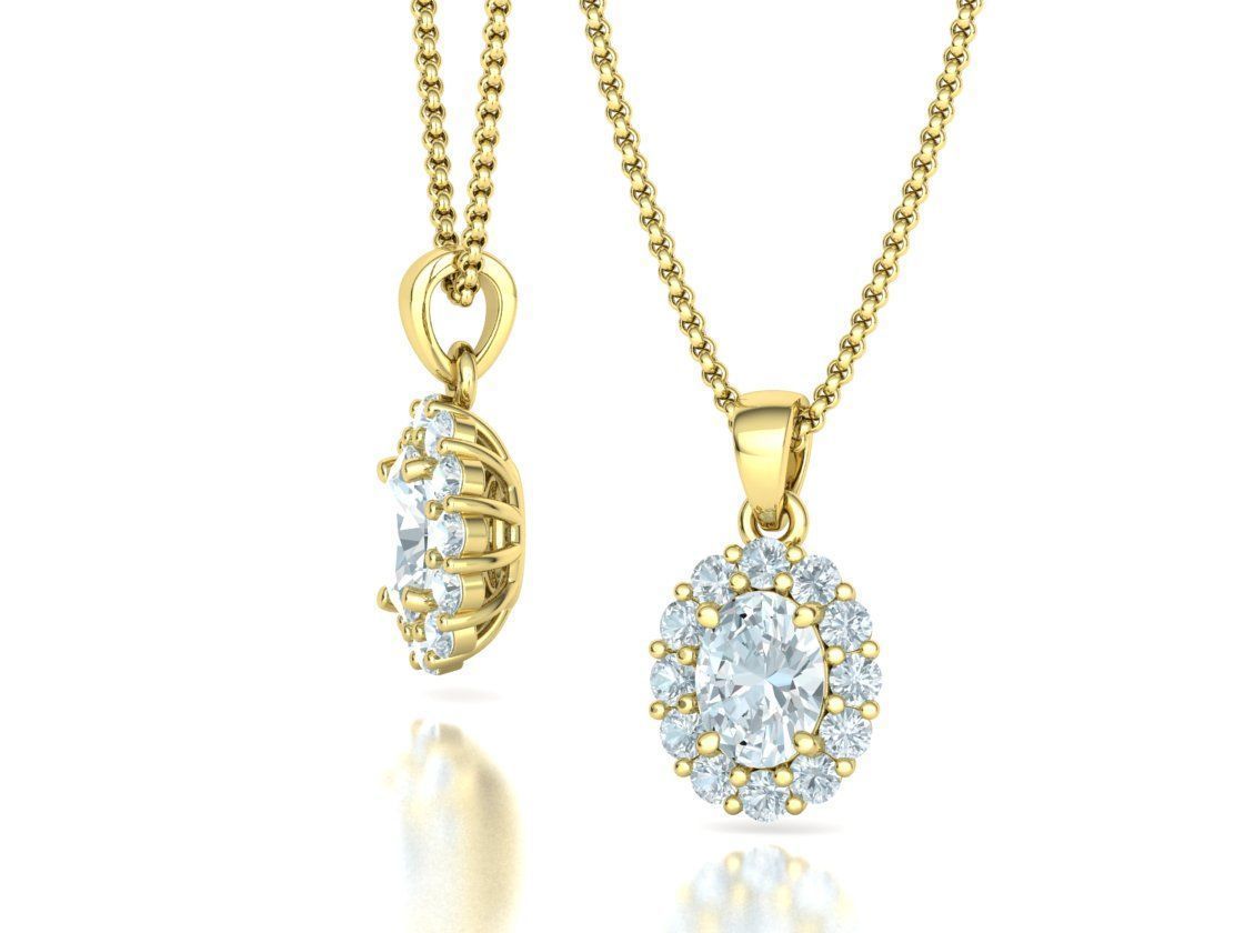 Princess Diana 8x6 Oval Sapphire Necklace Pendant 3D model 3D print model_15