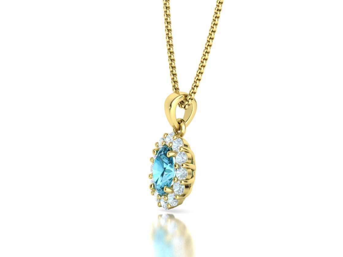 Princess Diana 8x6 Oval Sapphire Necklace Pendant 3D model 3D print model_31