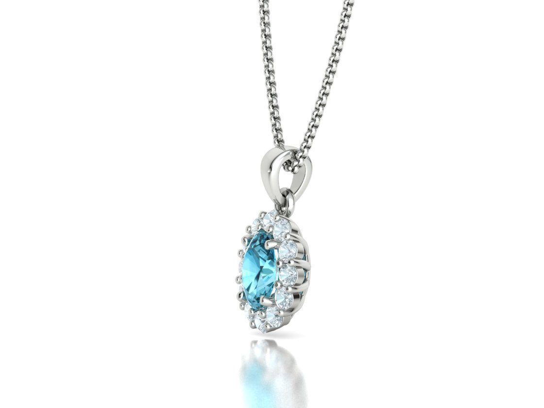 Princess Diana 8x6 Oval Sapphire Necklace Pendant 3D model 3D print model_34