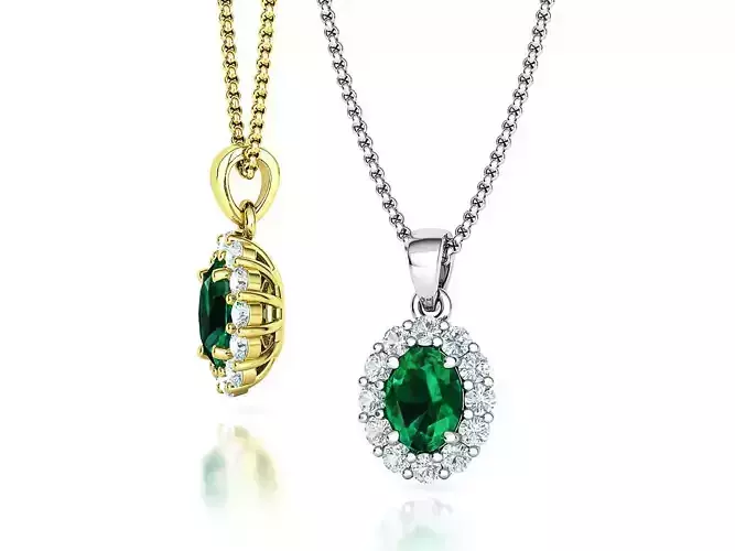 Princess Diana 8x6 Oval Sapphire Necklace Pendant 3D model 3D print model