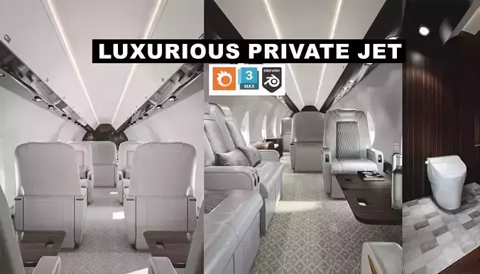 Luxury Private Jet Interior 3D model
