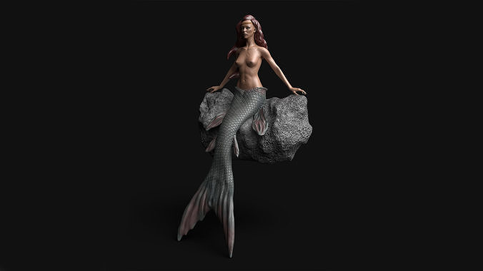 Mermaid in zbrush Low-poly 3D model