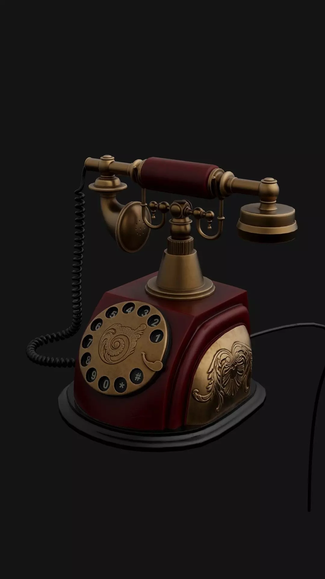 Antique Vintage Phone Low-poly 3D model