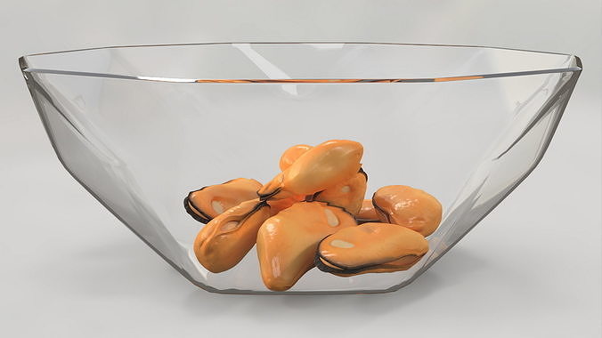 Cleaned Boiled Mussels in Bowl 3D model 7