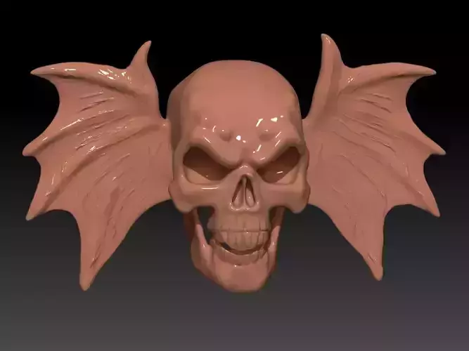 skull scared with bat-winged ears 3D print model