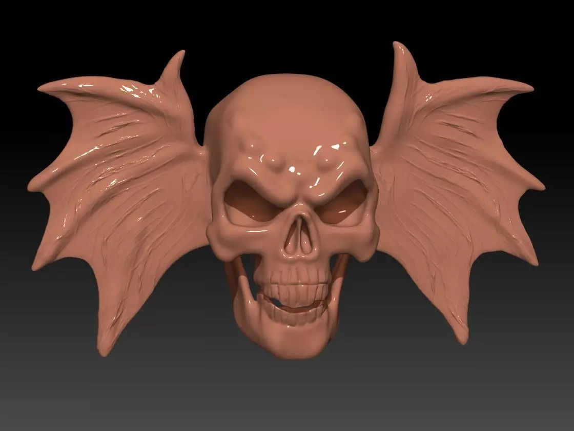 skull scared with bat-winged ears 3D print model