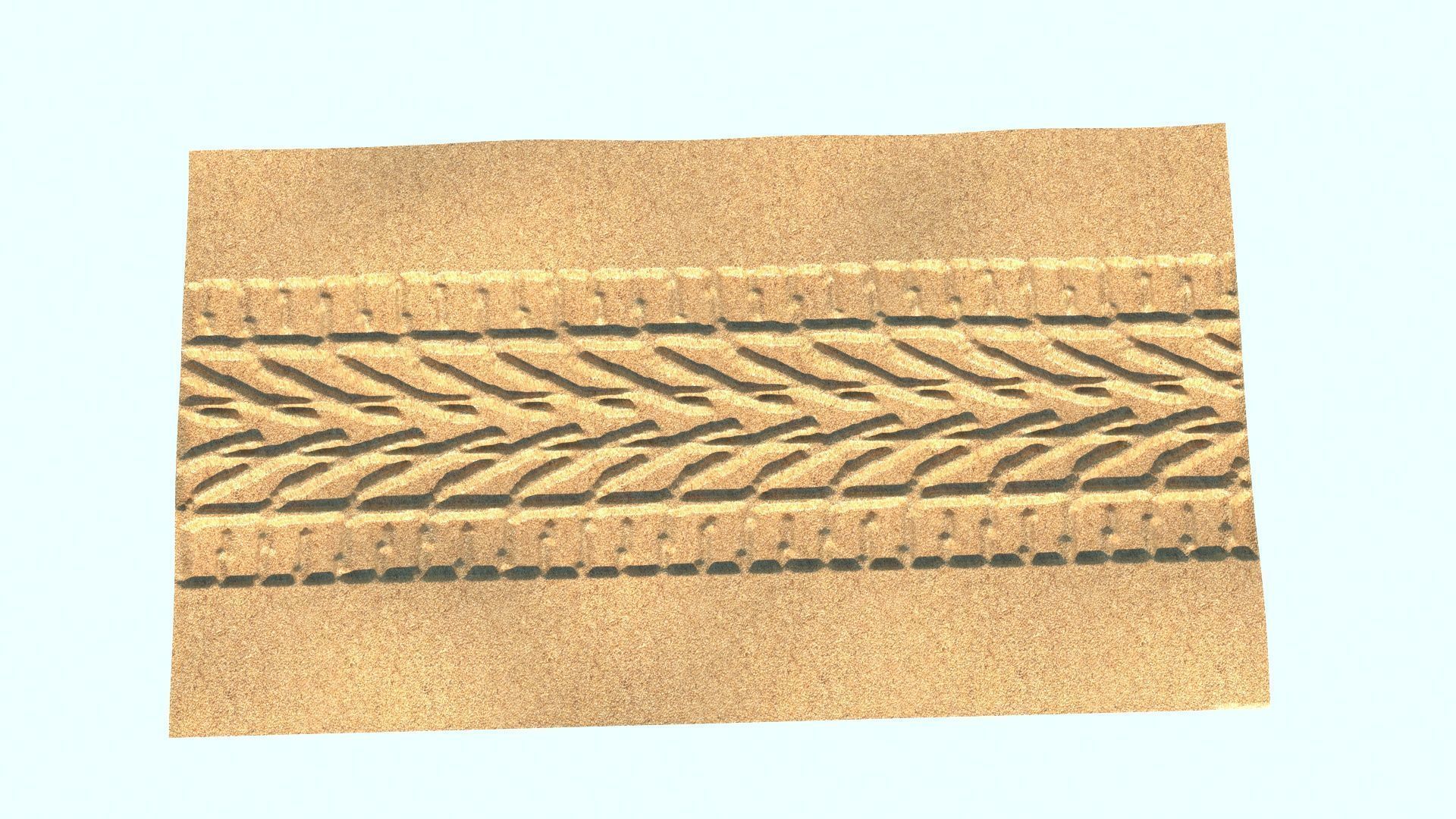 Car Tire Track On The Sand 3D model_7