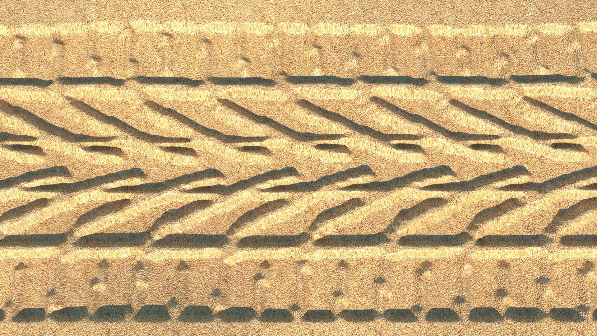 Car Tire Track On The Sand 3D model_4