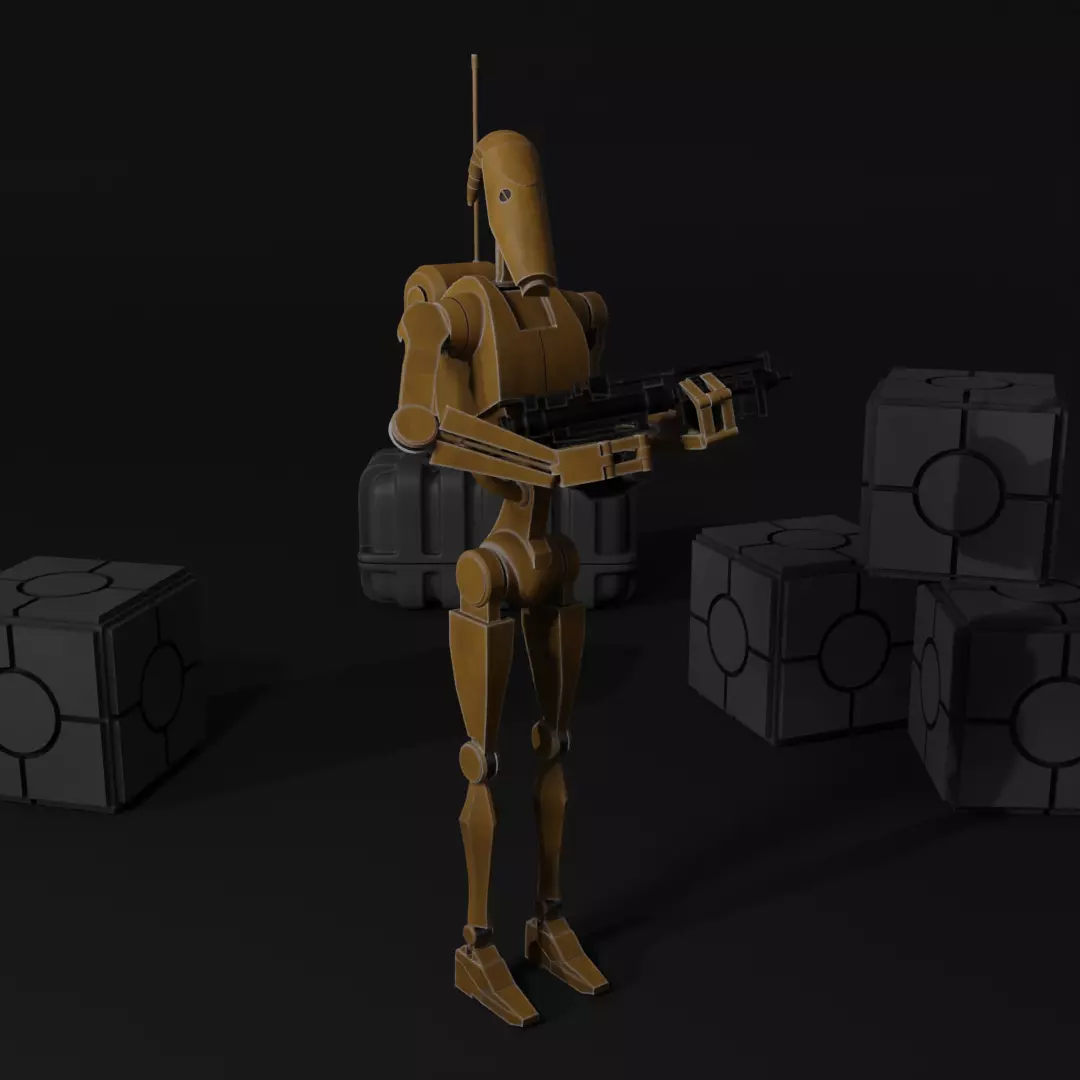 Clone wars style B1 Battle Droid Low-poly 3D model_0
