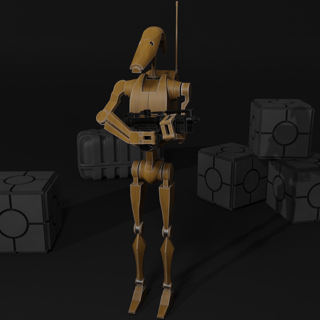 Clone wars style B1 Battle Droid Low-poly 3D model_2